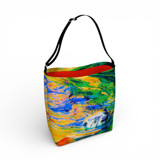 Otter Art Neoprene Day Tote: Playful Coastal Wildlife Print Bag
