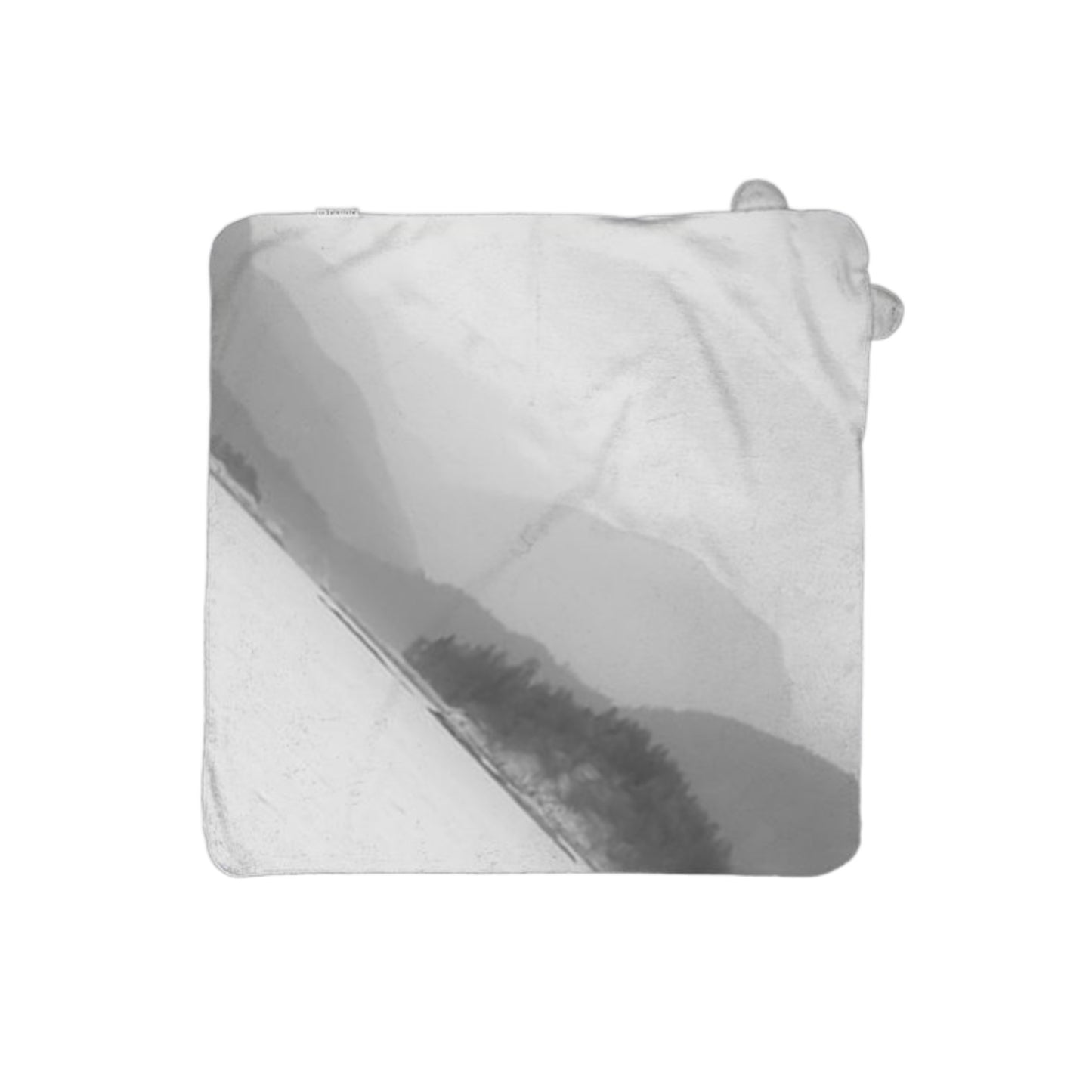 gray and white image on a baby towel