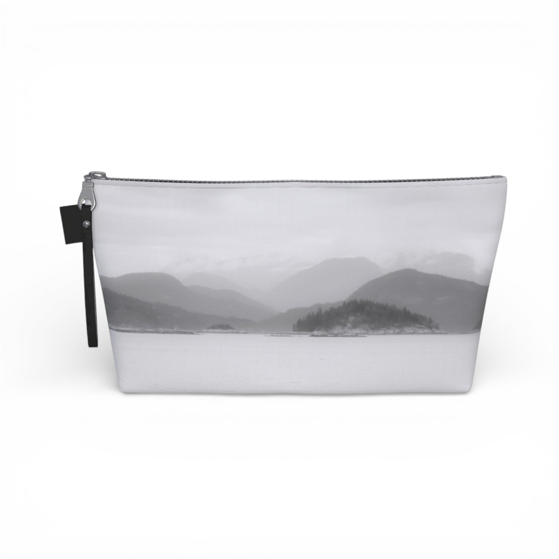 Pouch with a mountain landscape design on a white background