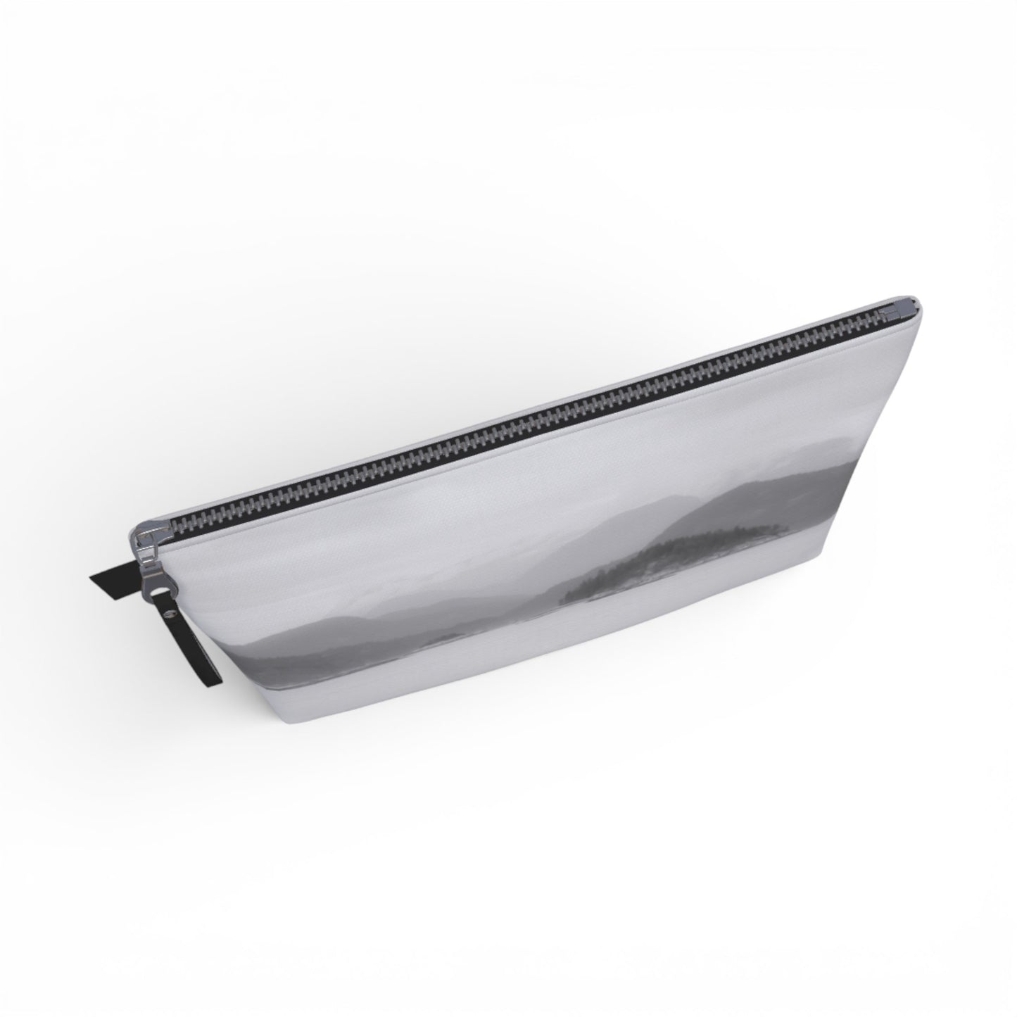 pouch with a black zipper on a white background