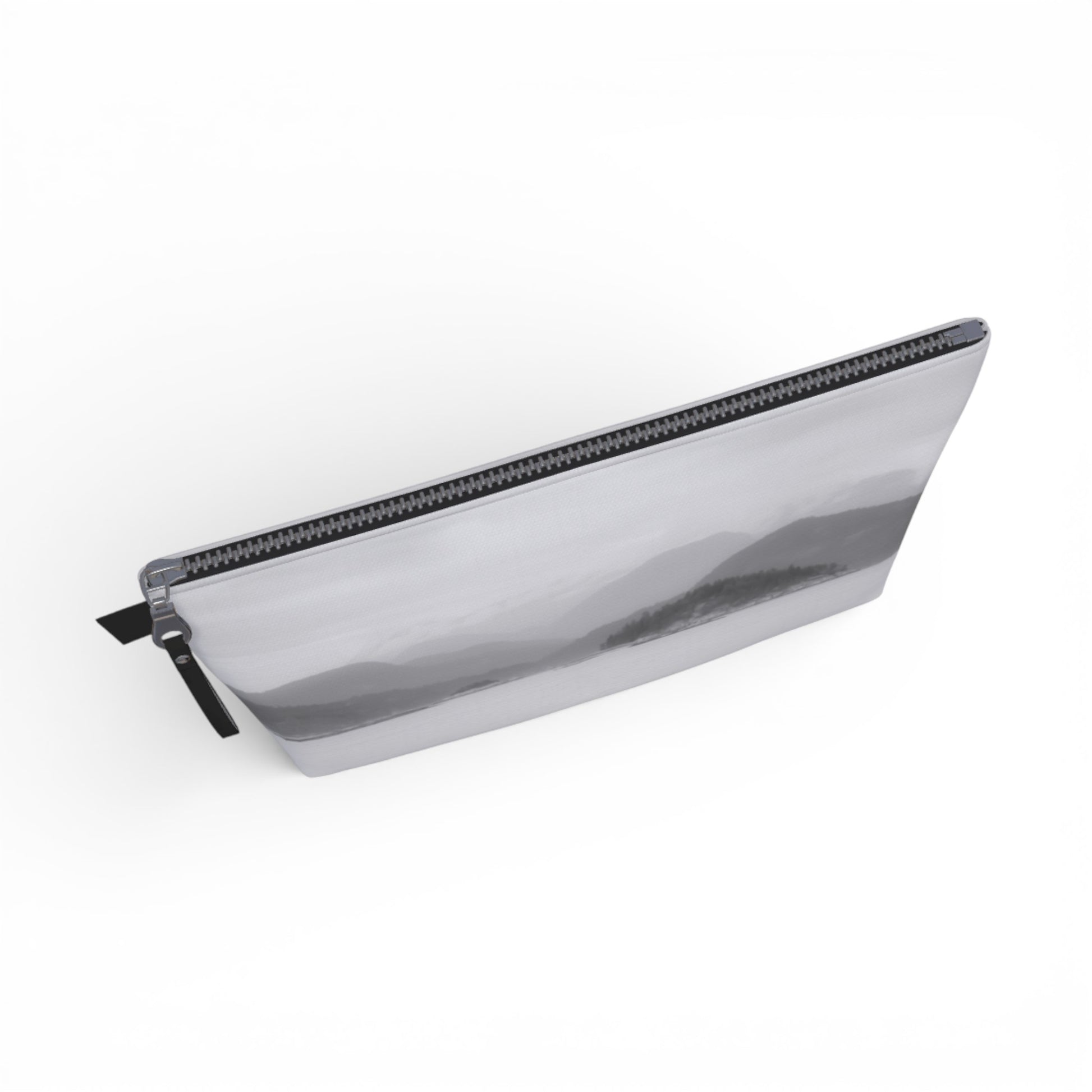 pouch with a black zipper on a white background