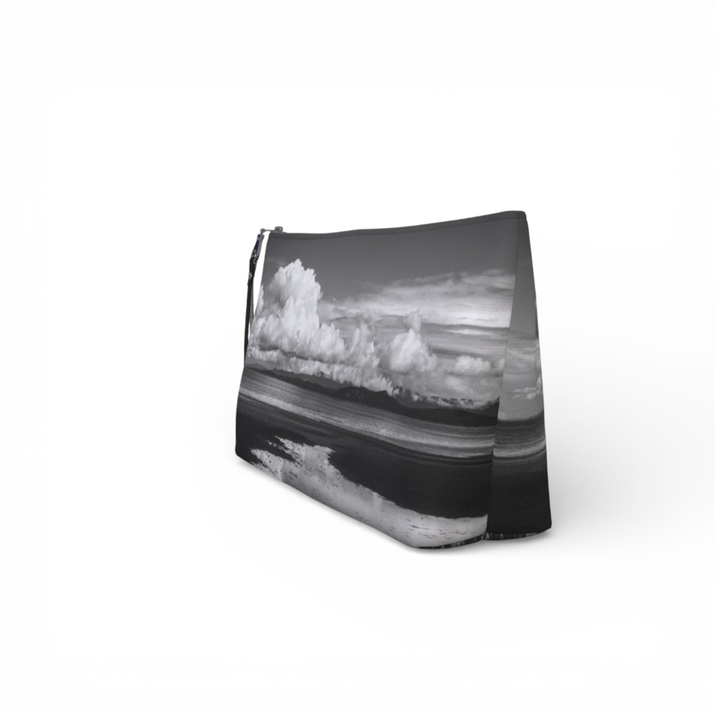 Black and white landscape design on a rectangular product