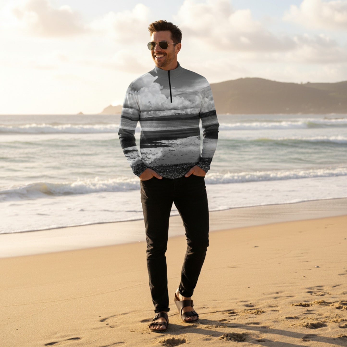 Parksville Beach Men's Active Half Zip Long Sleeve Top