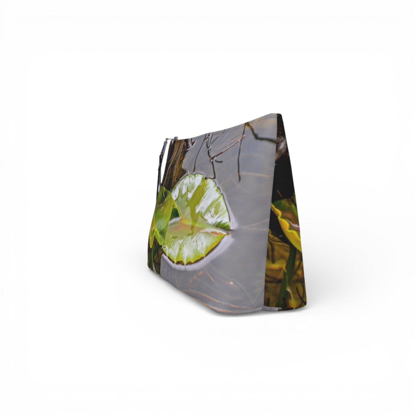 Rectangular pouch with nature-themed design on a white background