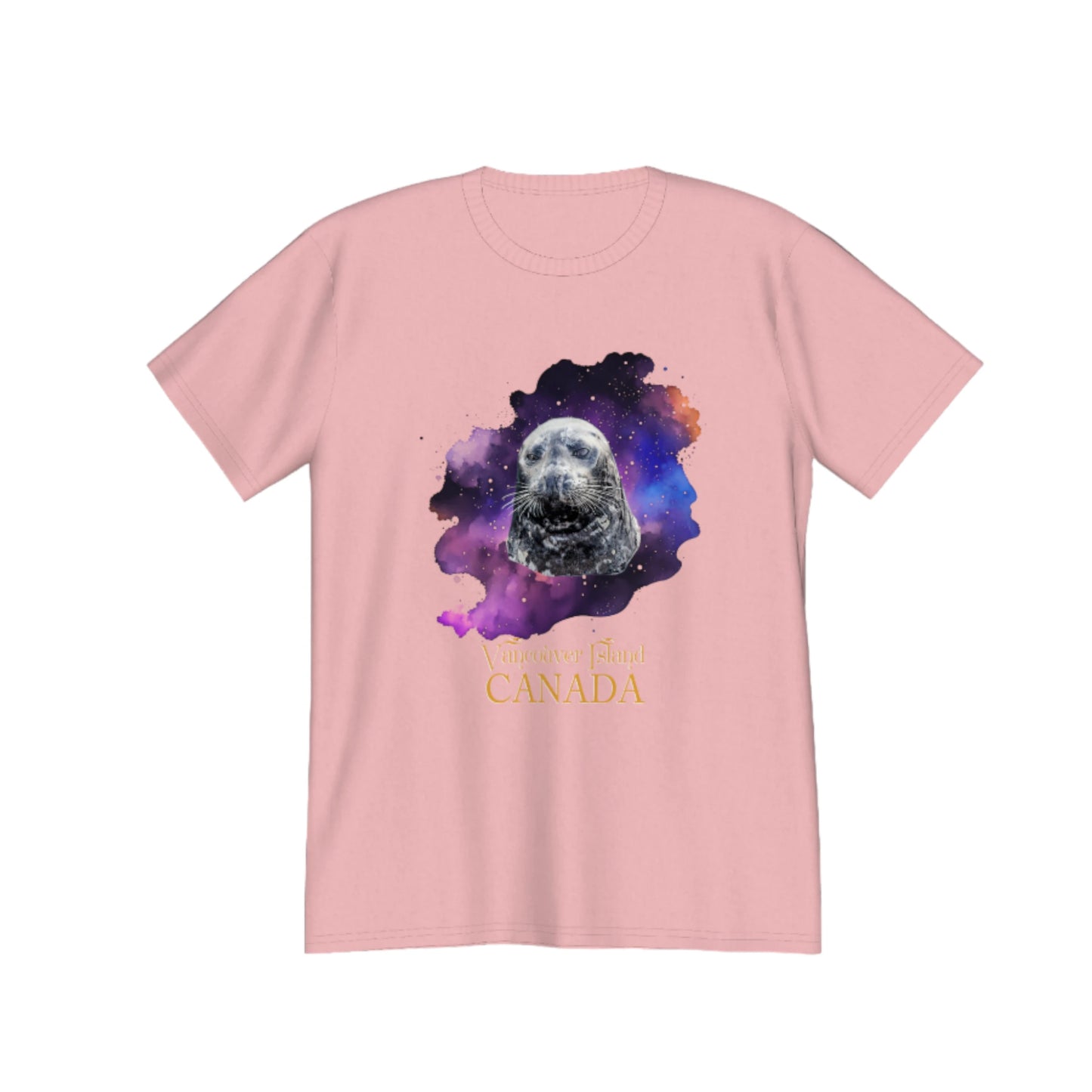 I Love Lucy Vancouver Island Canada Premium Unisex T-shirt! The image on the front of the top is of a harbour seal close up with a abstract colourful background. by van isle goddess dot com