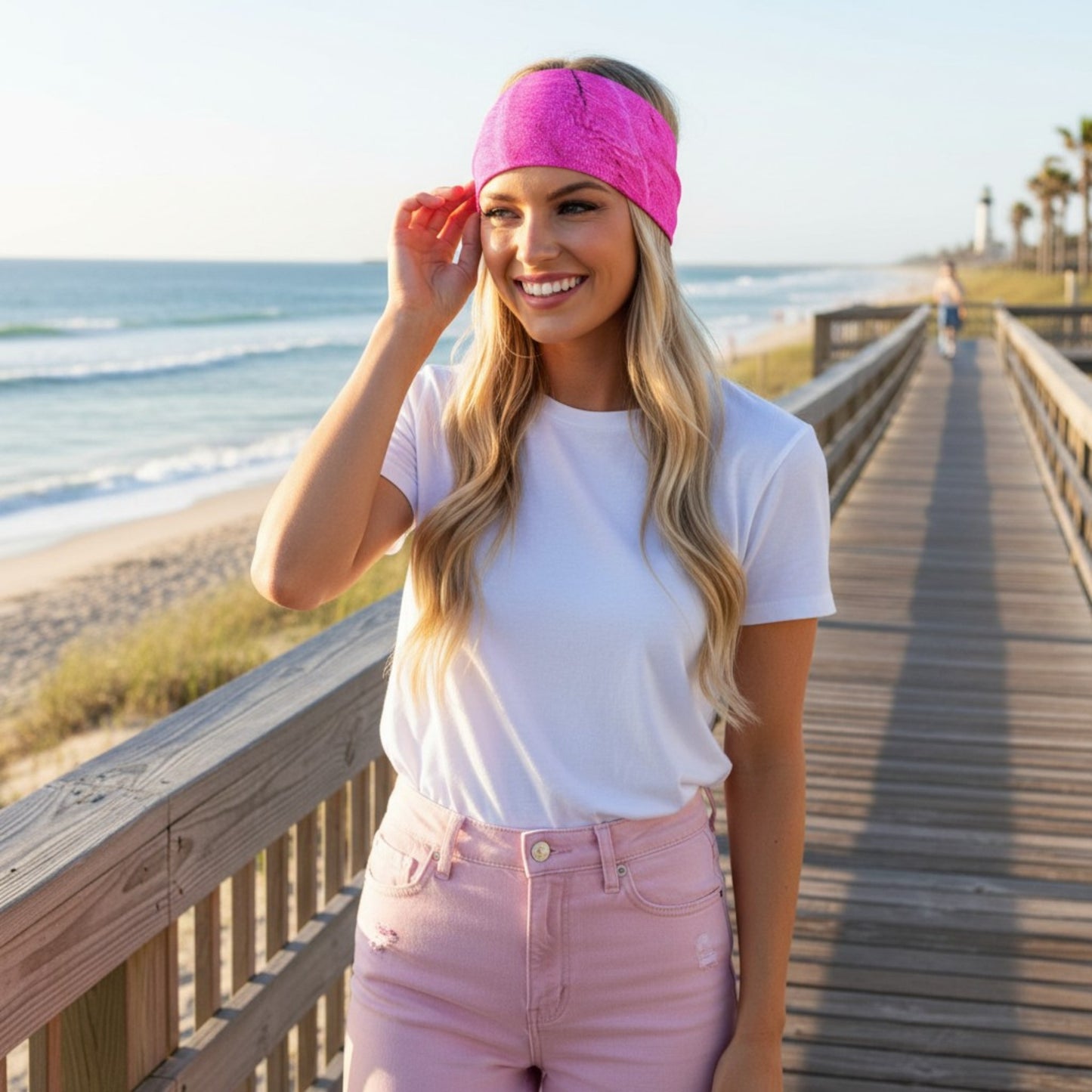 Rosy Beach Bliss Headband Neck Gaiter