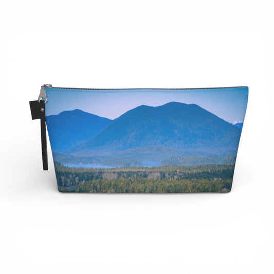 Pouch with a mountain landscape design on a white background