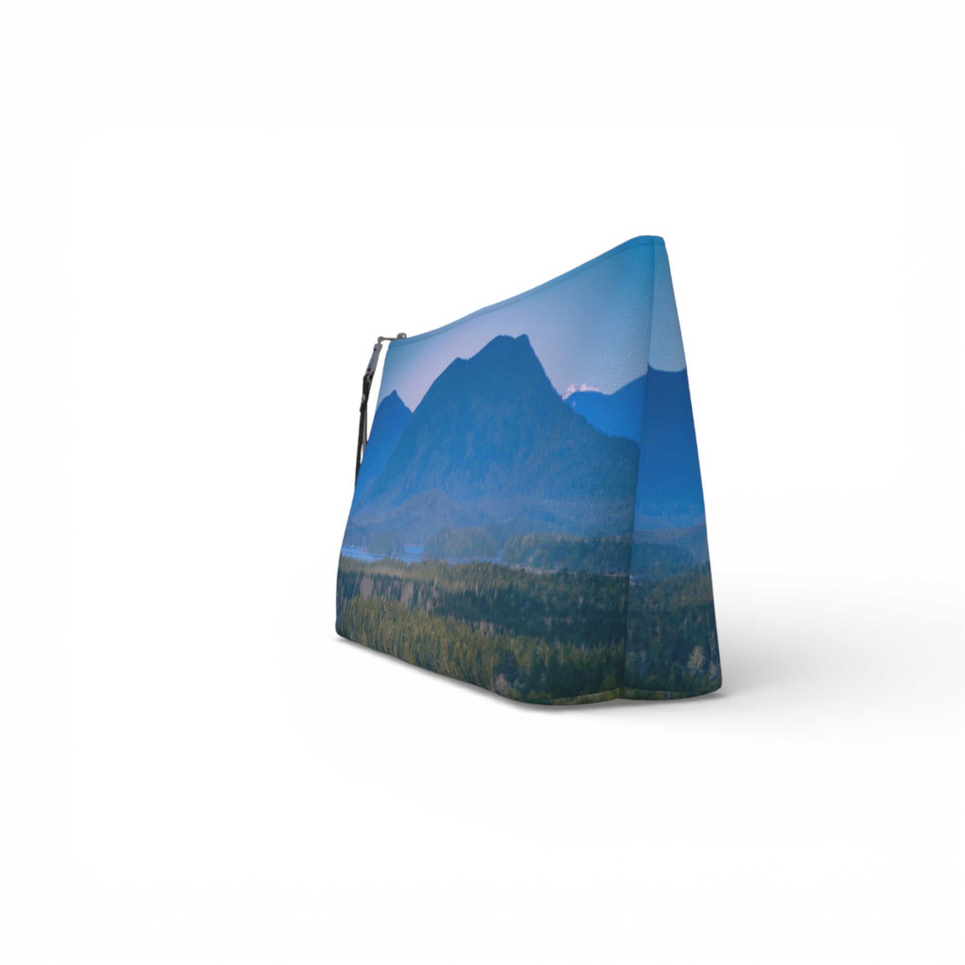Pouch with mountain landscape design on a white background