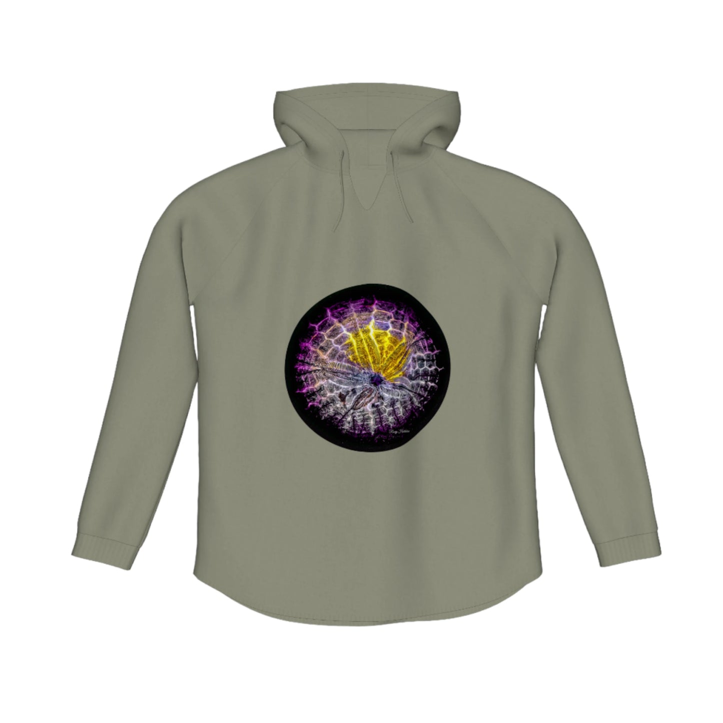 Spotlight Sand Dollar Flow Pullover Hoodie. The image is of a sand dollar.