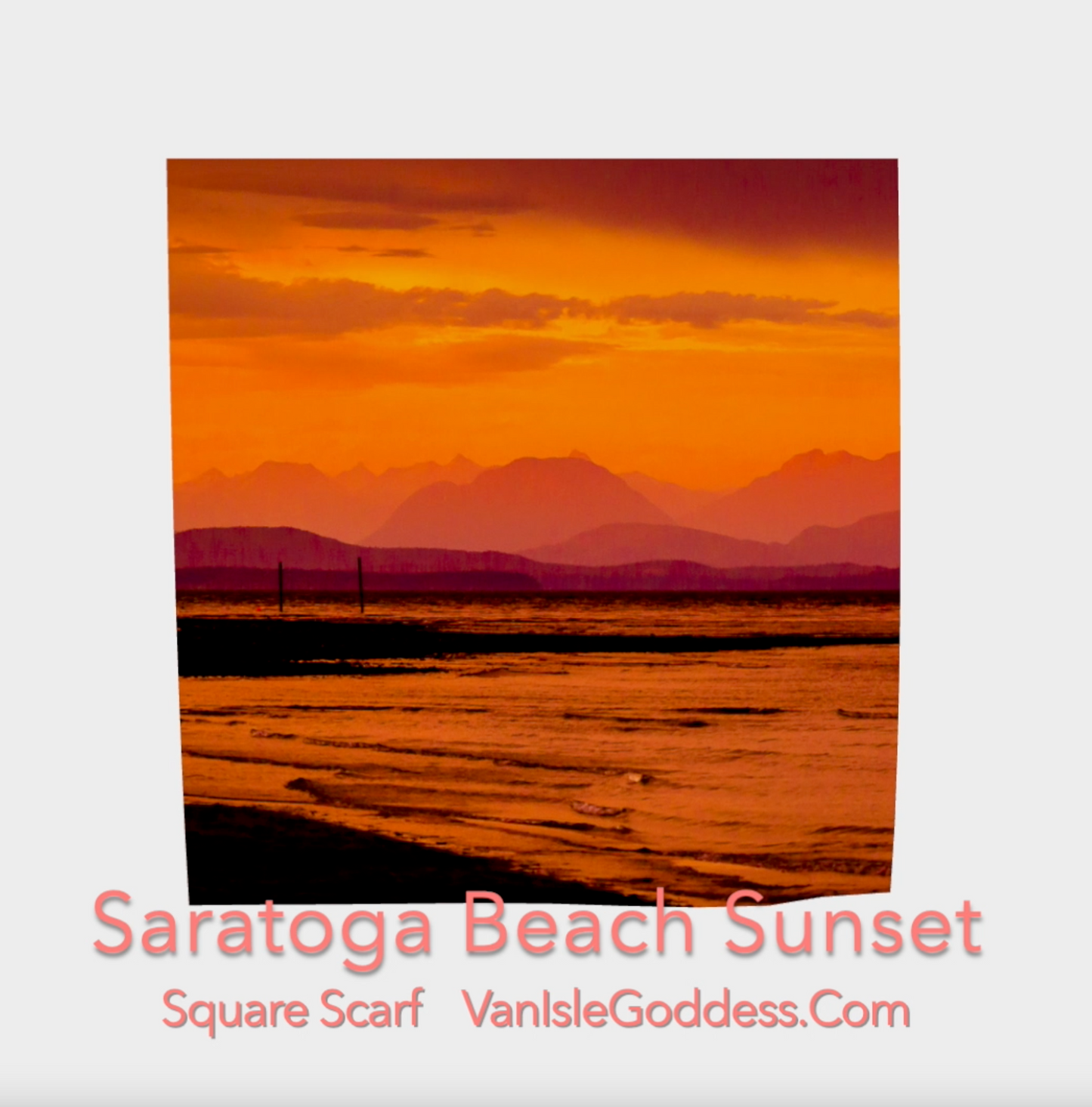 Saratoga Beach Sunset square scarf shown full size.