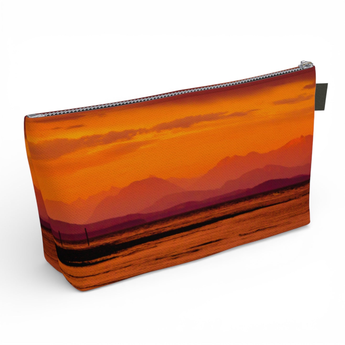 Pouch with a colorful sunset design on a white background