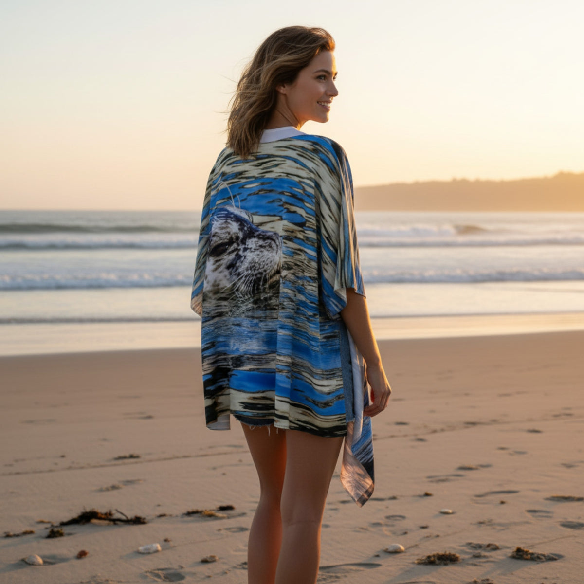 Seal of Blue Draped Kimono