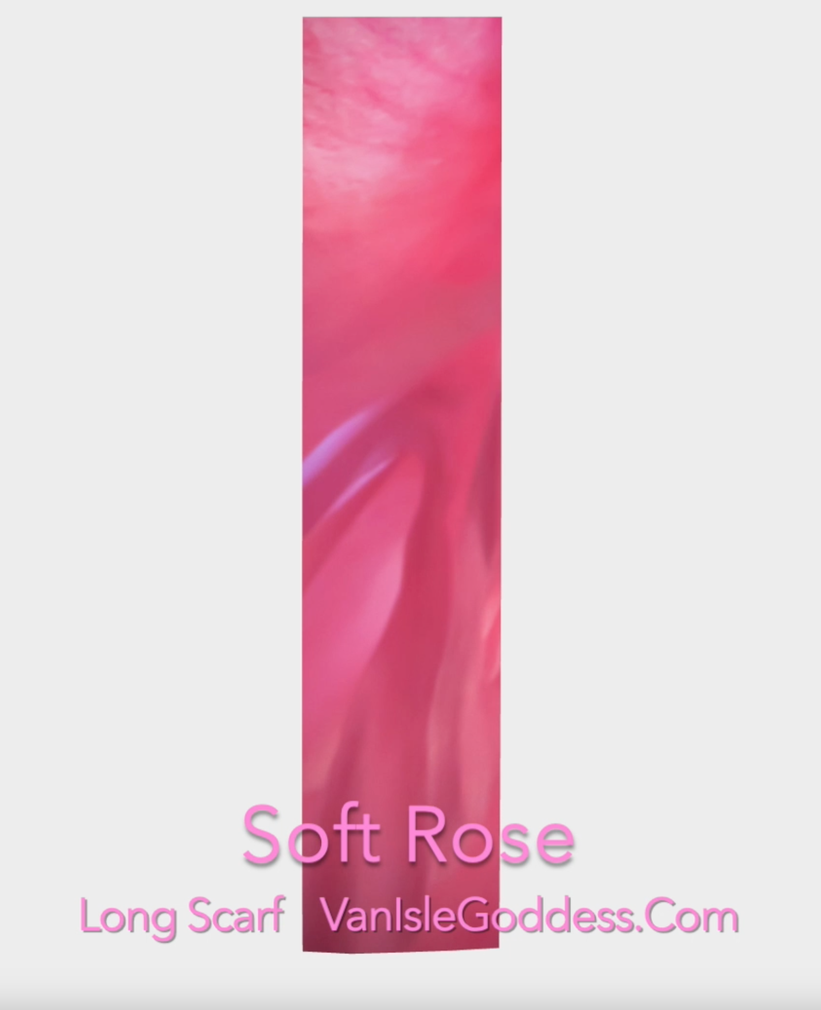 Soft Rose long scarf is shown full length.