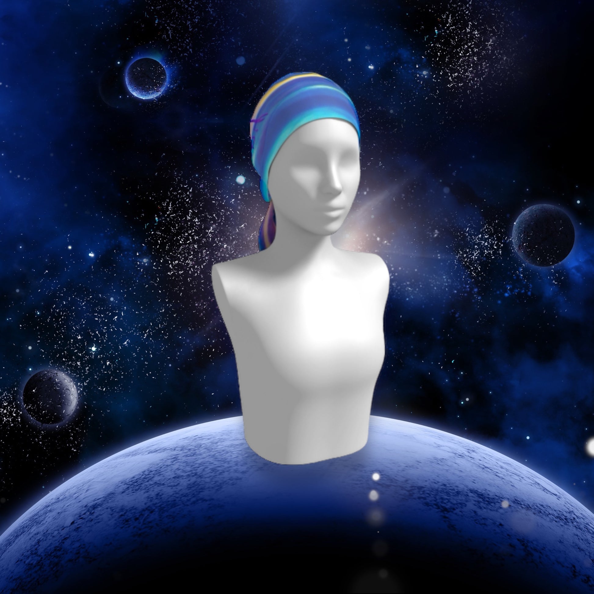 Soul therapy long scarf shown worn as a head wrap