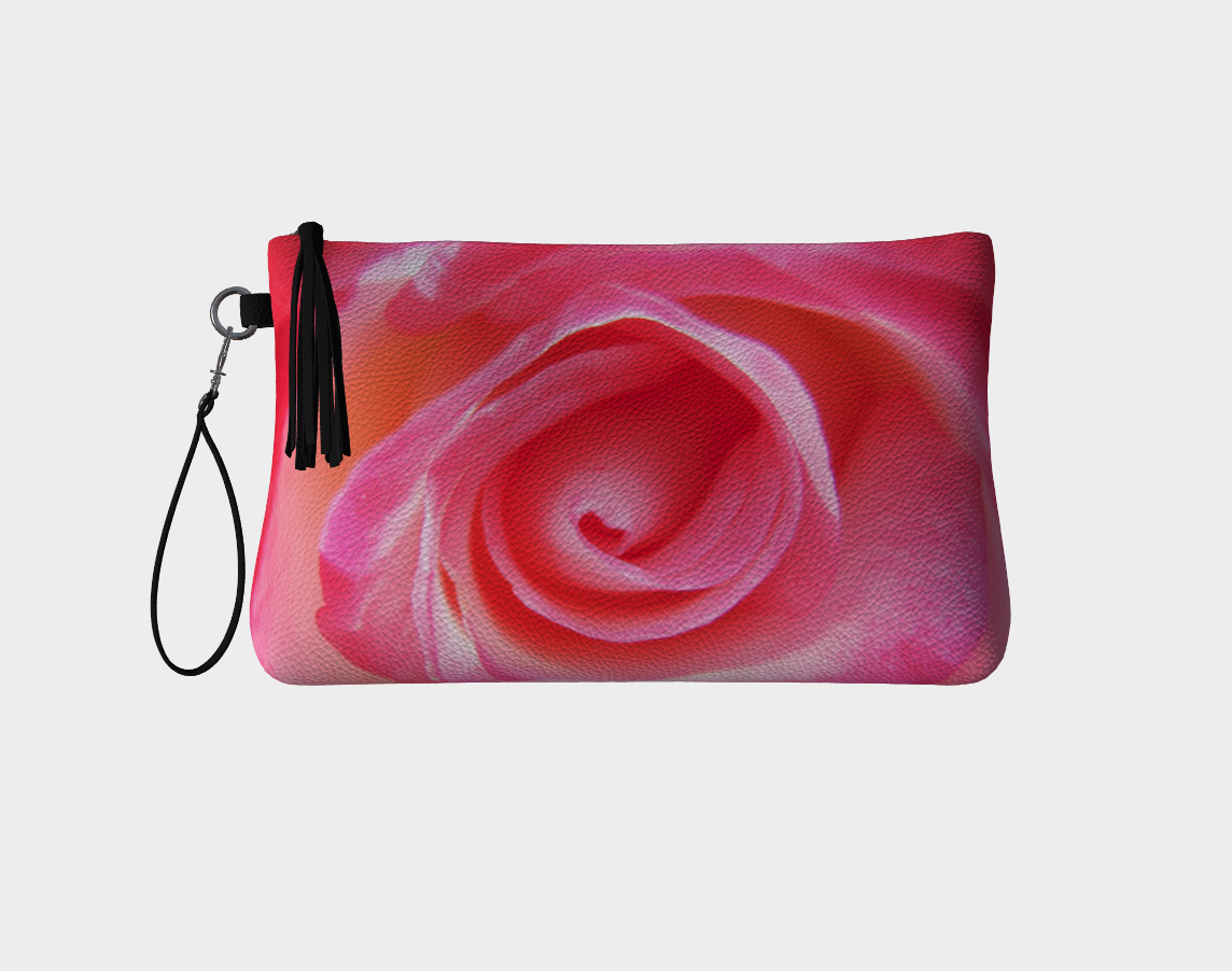 Sparkle Rose Vegan Leather Makeup Bag