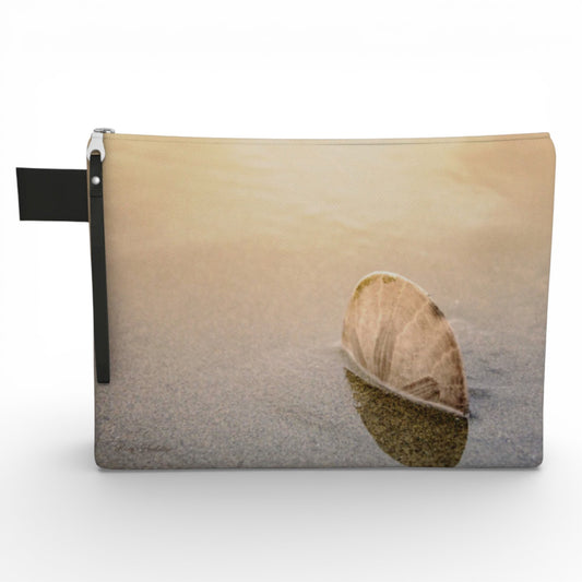 Clutch bag with a sand dollar  design on a white background