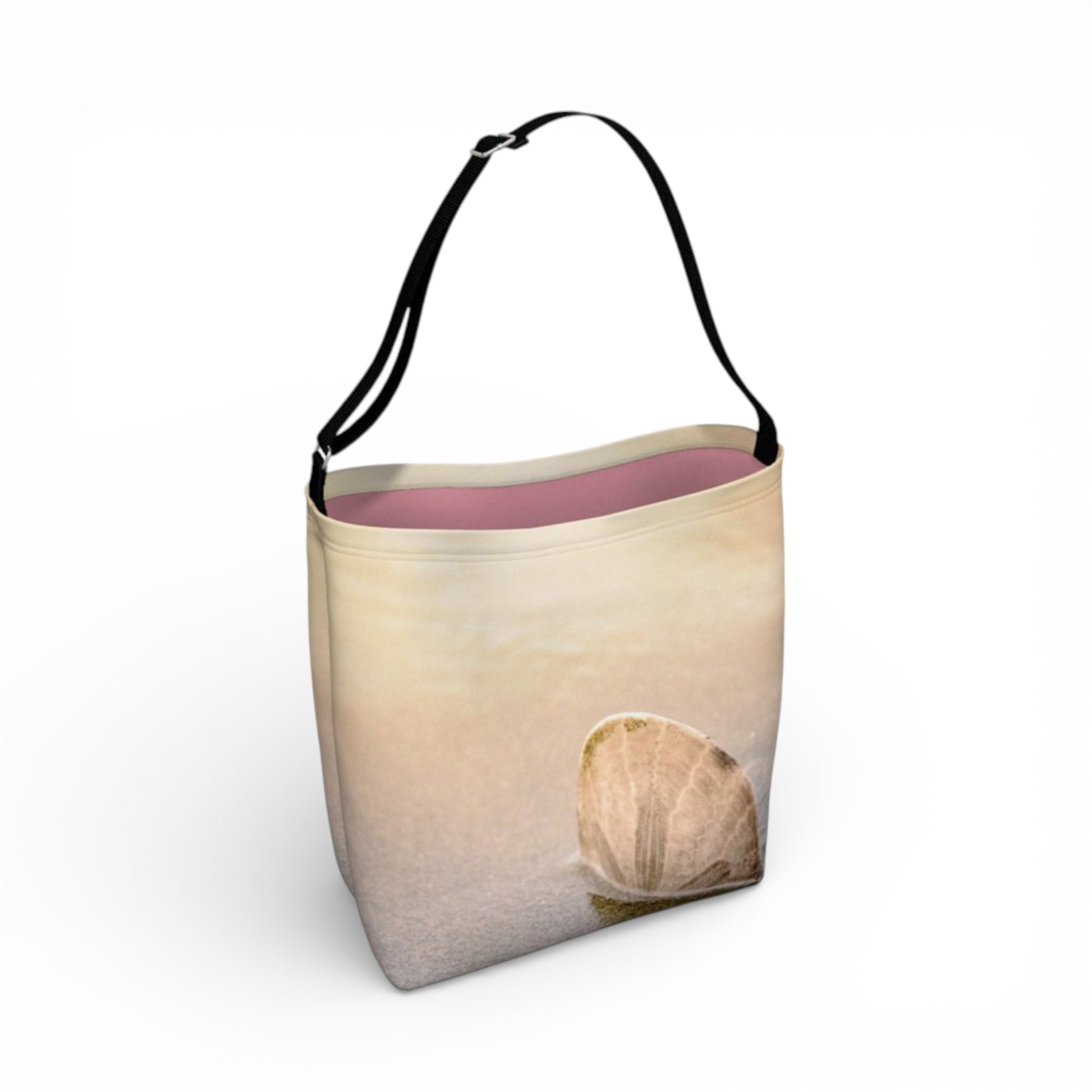 Tote bag with a shell design on a white background