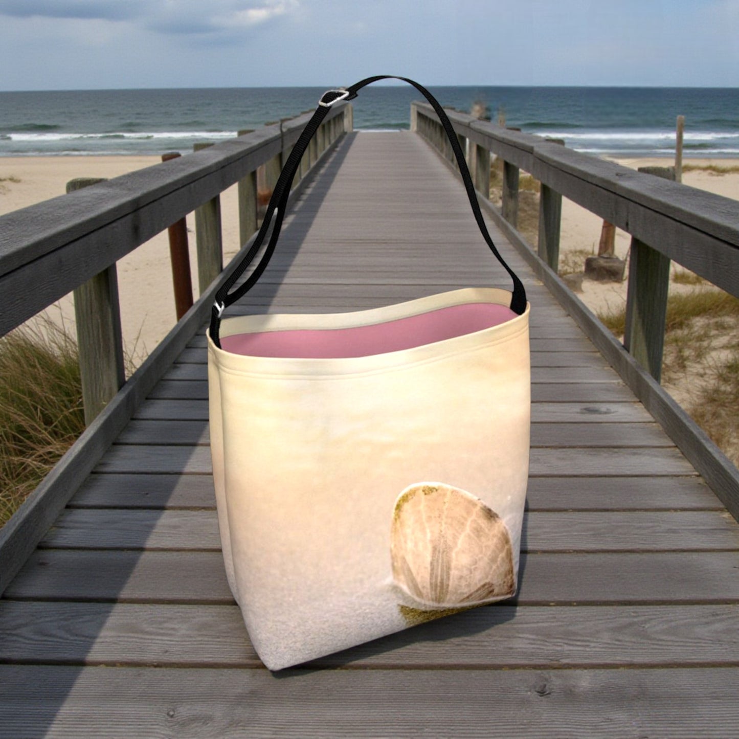 Standing in the Glow Sand Dollar Neoprene Day Tote: Radiant Coastal-Inspired Print Bag