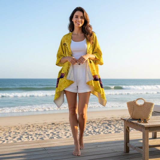 Star Track Draped Kimono