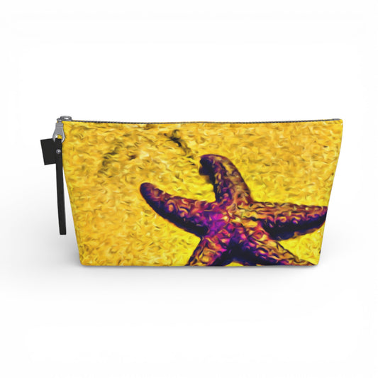 Pouch with a starfish design on a yellow background