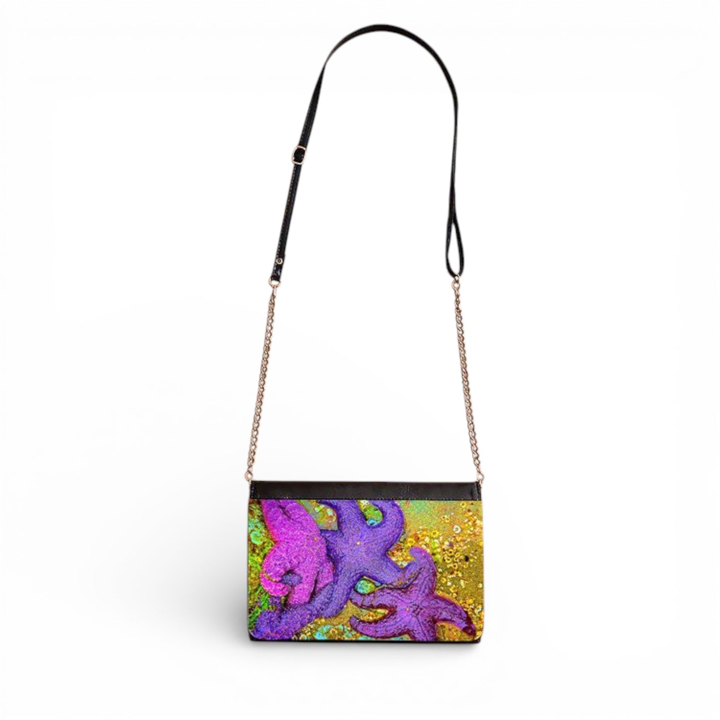 Handbag with starfish design on a white background