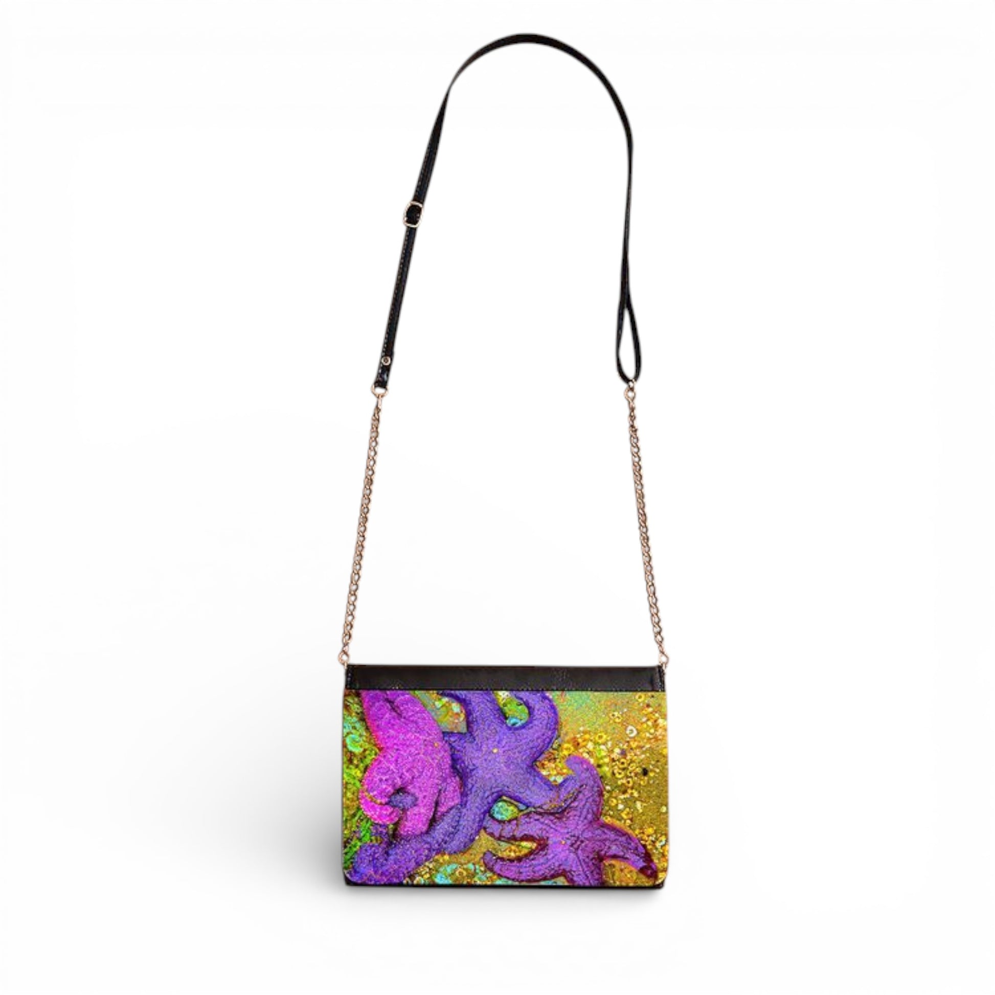 Handbag with starfish design on a white background
