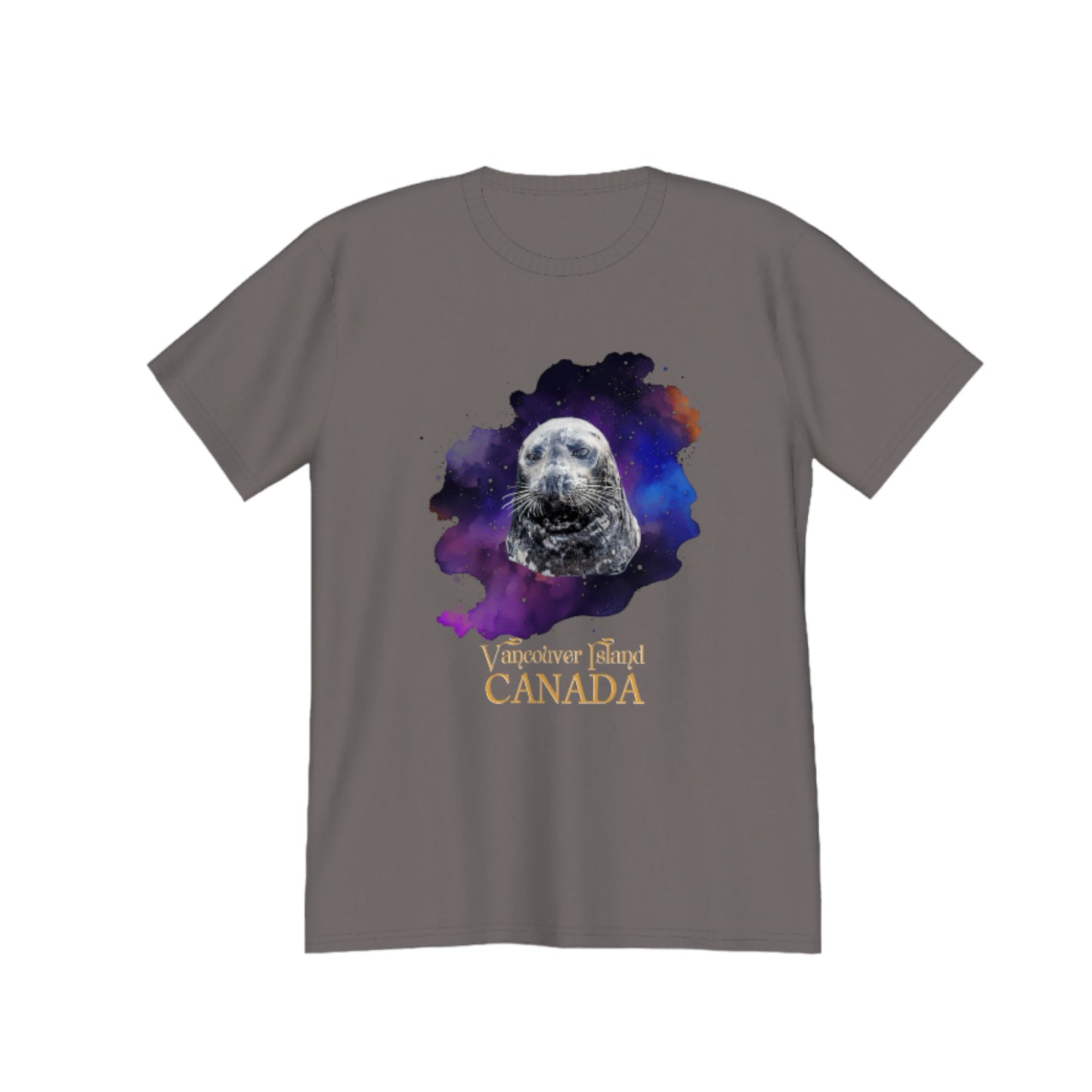 I Love Lucy Vancouver Island Canada Premium Unisex T-shirt! The image on the front of the top is of a harbour seal close up with a abstract colourful background. by van isle goddess dot com