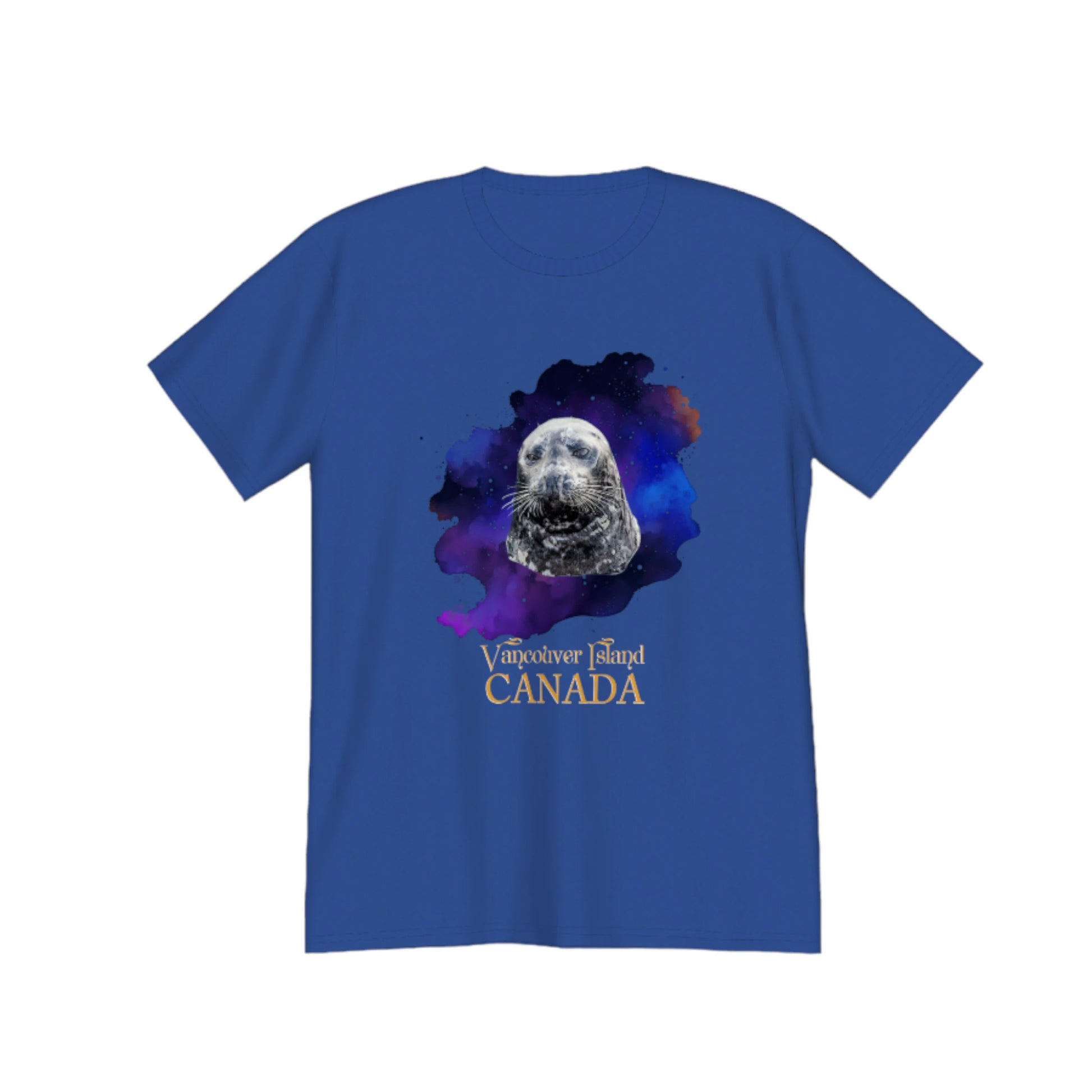 I Love Lucy Vancouver Island Canada Premium Unisex T-shirt! The image on the front of the top is of a harbour seal close up with a abstract colourful background. by van isle goddess dot com