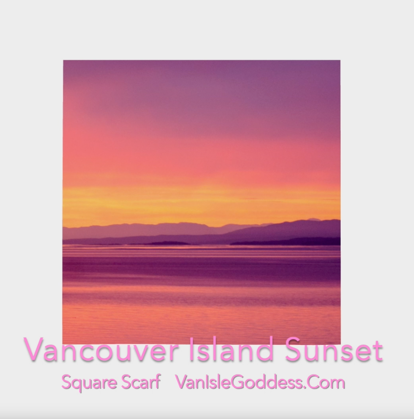 Vancouver Island Sunset square scarf shown full size