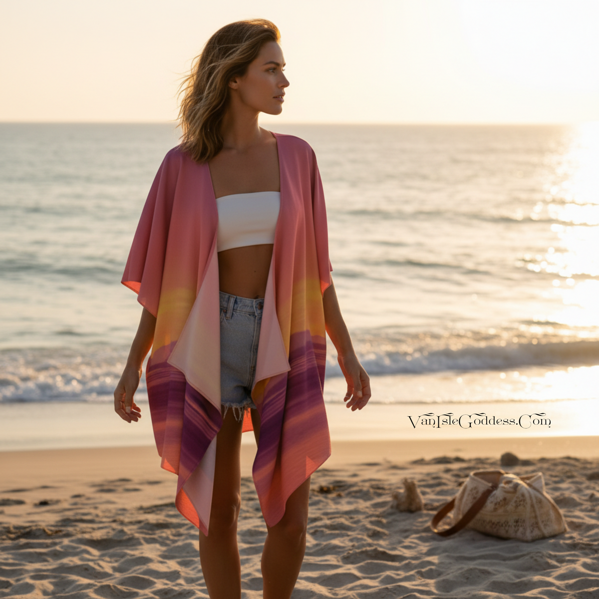 Vancouver Island Sunset II Draped Kimono