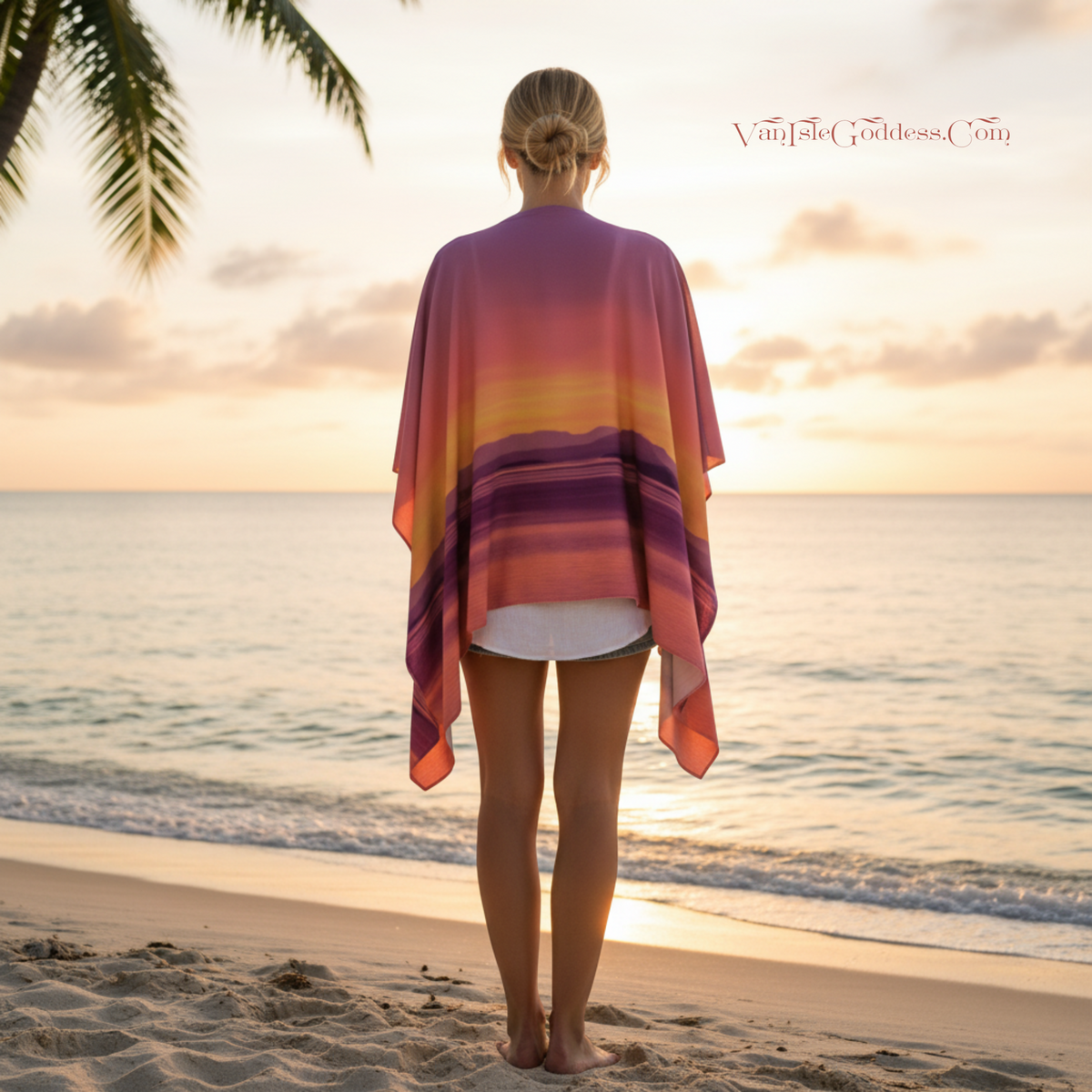 Vancouver Island Sunset II Draped Kimono
