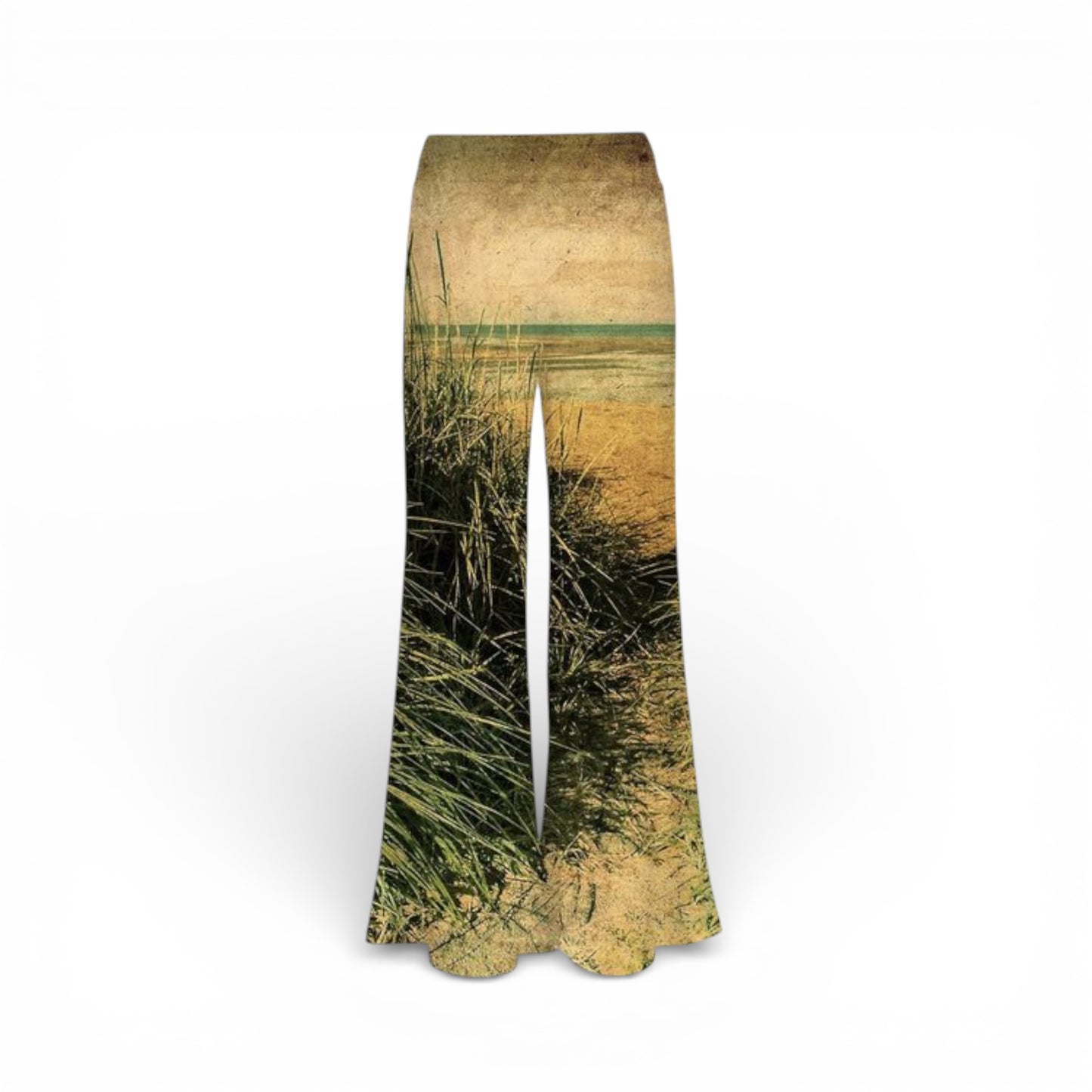 Palazzo Pants with a nature-themed design on a white background
