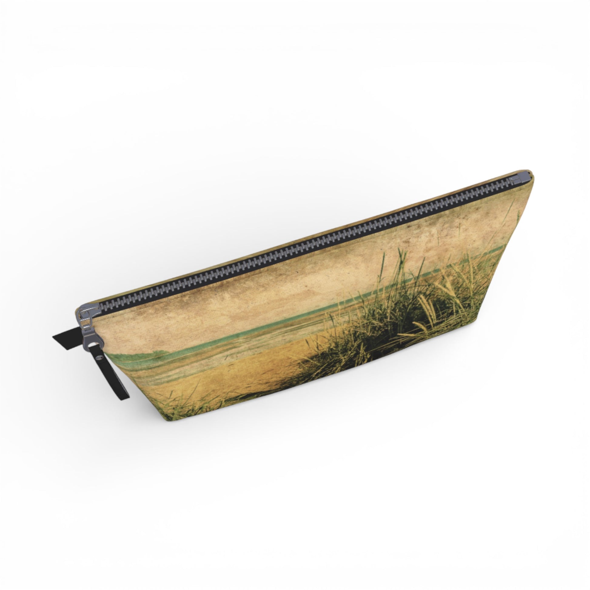 Pouch with nature-themed design on a white background