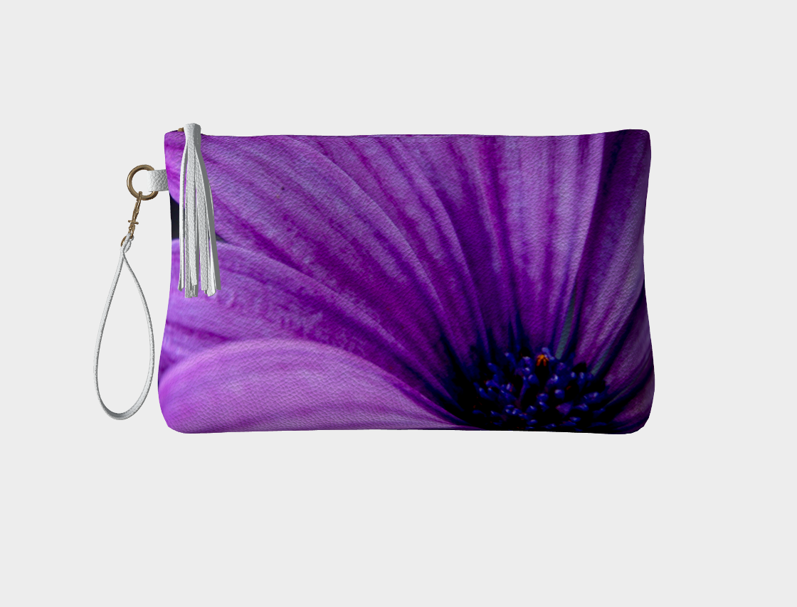 Violet Summer Vegan Leather Makeup Bag