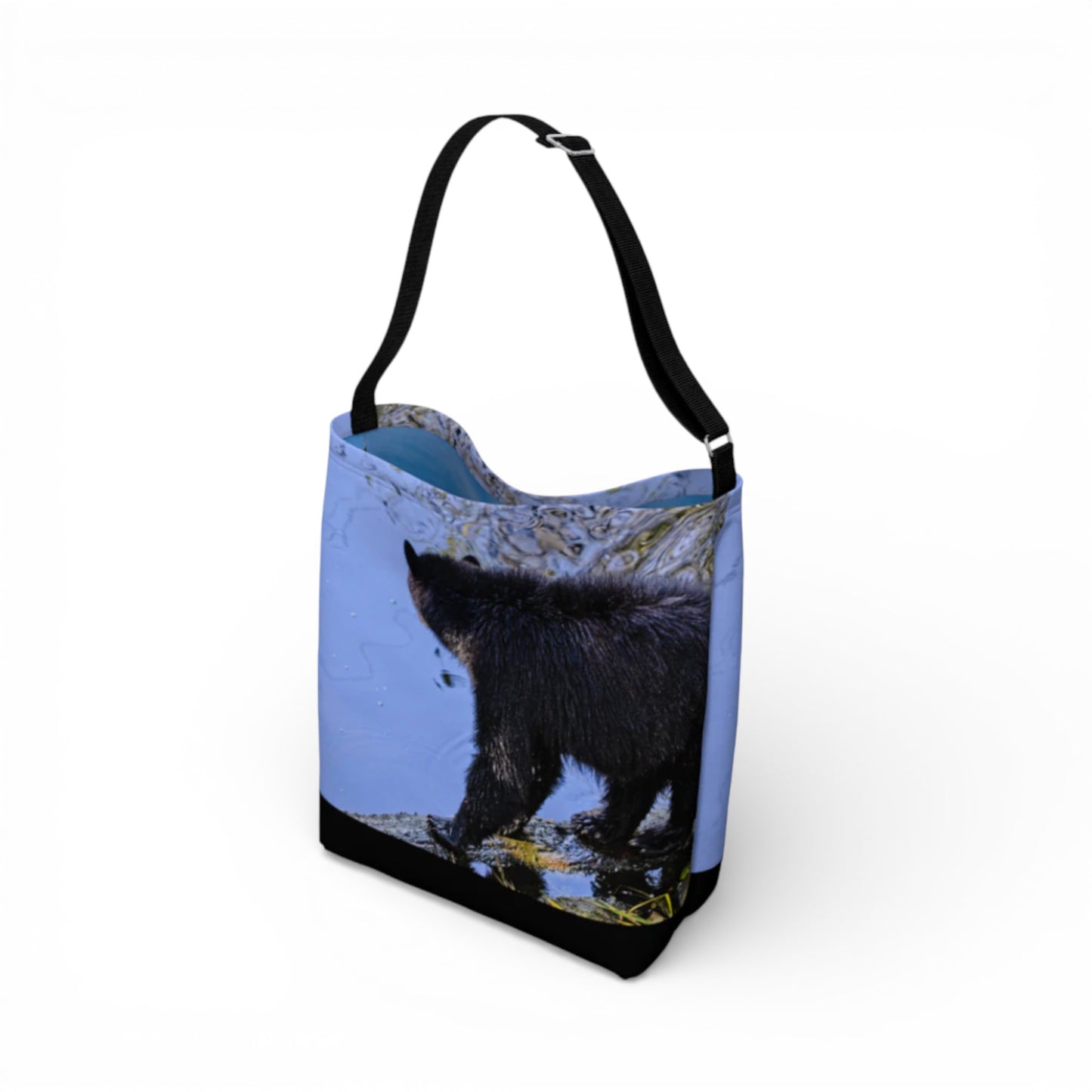 Tote bag with a bear design on a white background