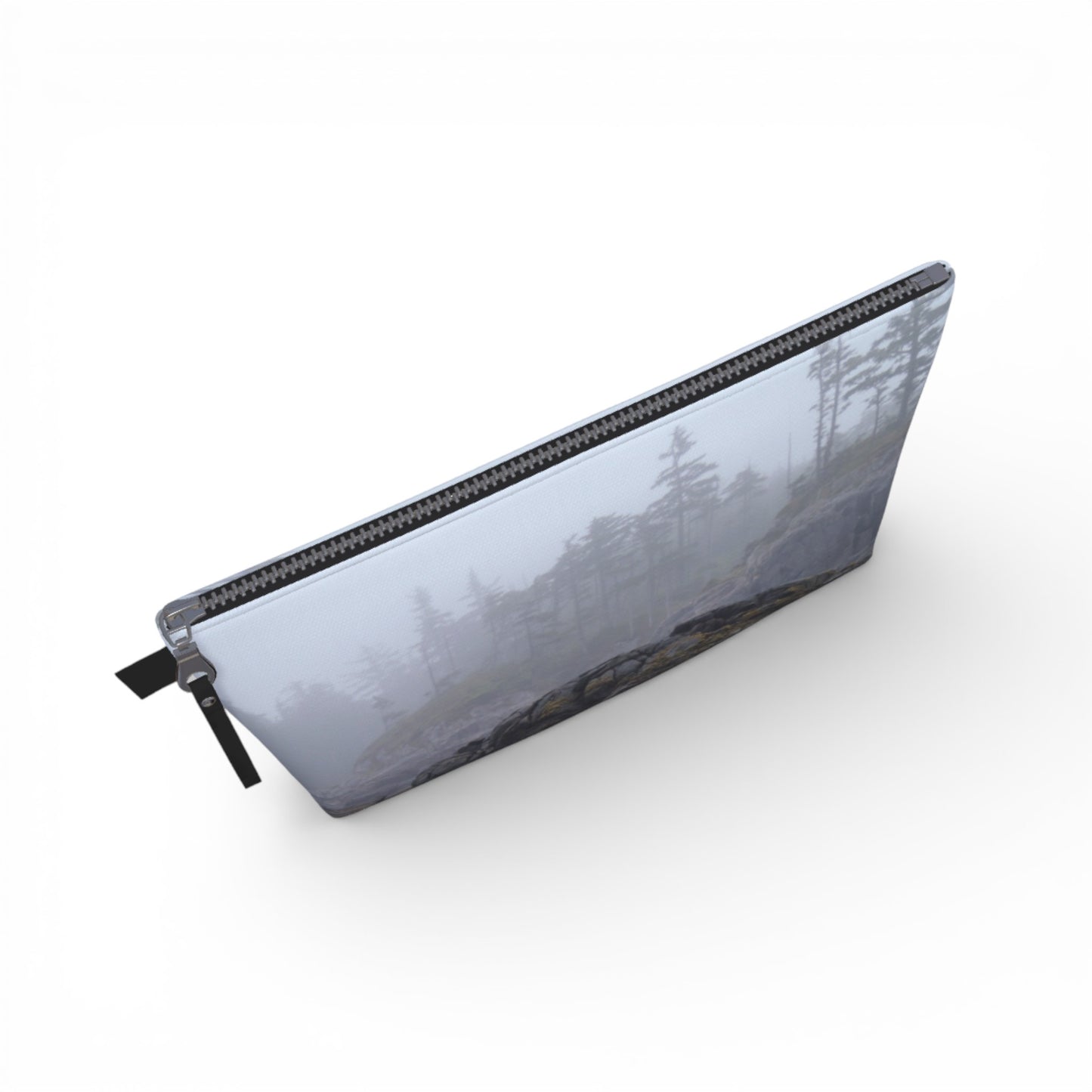 Rectangular pouch with a reflective surface on a white background