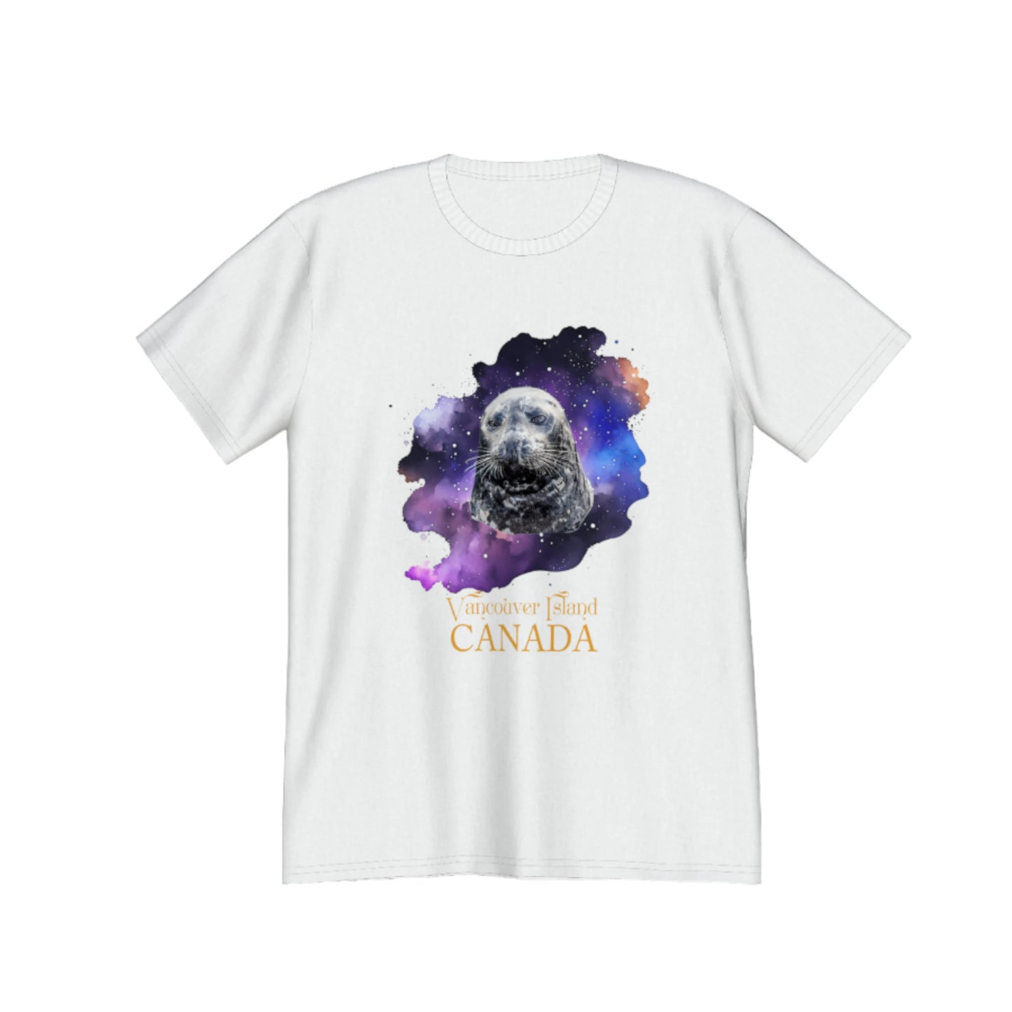 I Love Lucy Vancouver Island Canada Premium Unisex T-shirt! The image on the front of the top is of a harbour seal close up with a abstract colourful background. by van isle goddess dot com