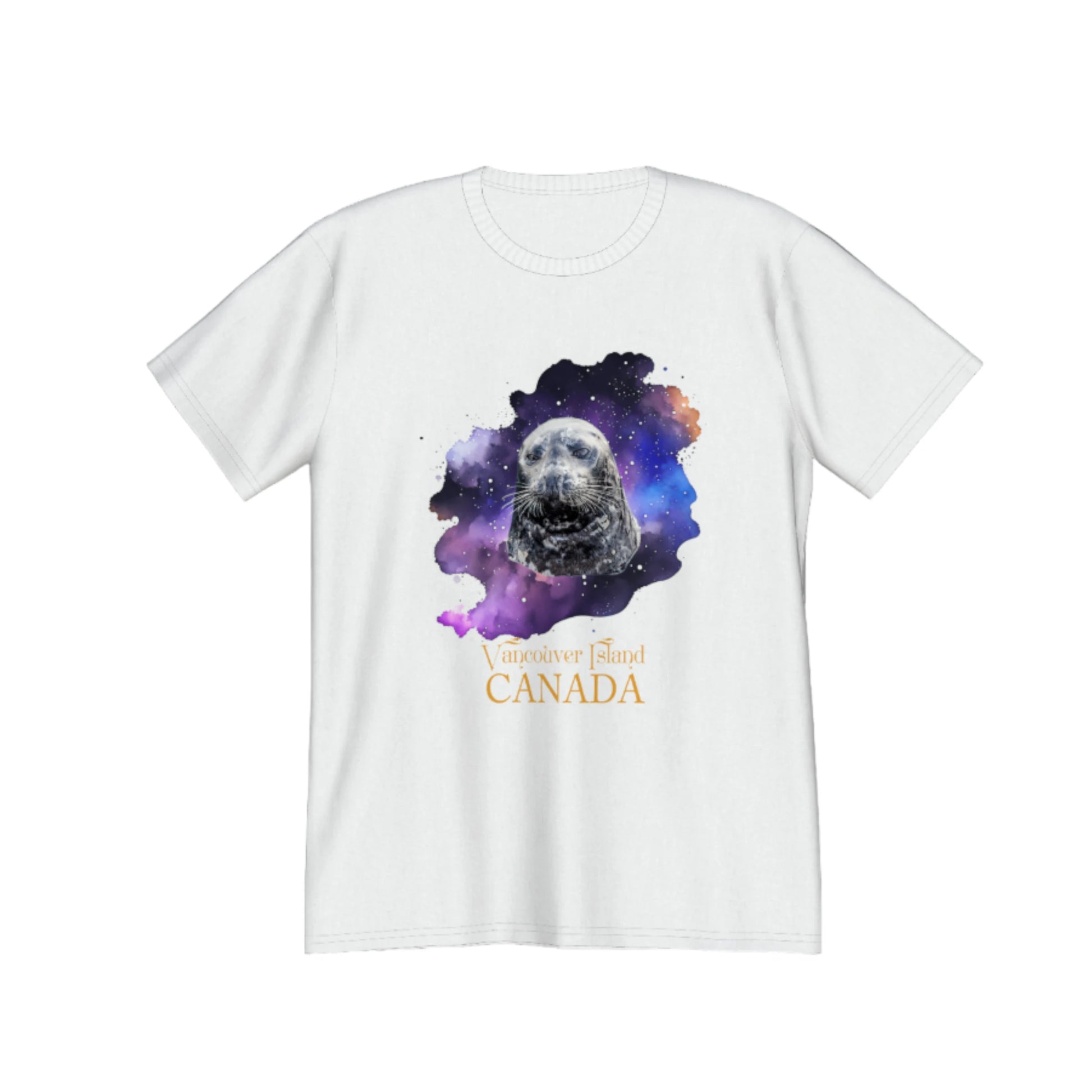I Love Lucy Vancouver Island Canada Premium Unisex T-shirt! The image on the front of the top is of a harbour seal close up with a abstract colourful background. by van isle goddess dot com