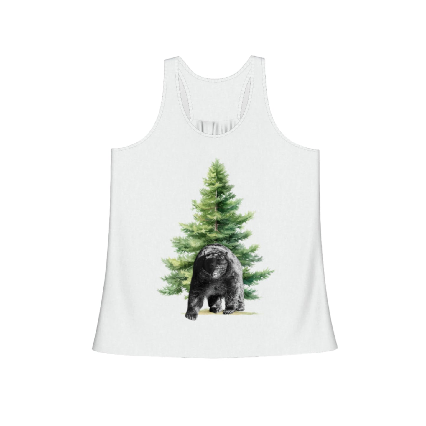 Observant Bear Flow Racerback Tank Top.  The image on the front shows two sea lions on a abstract ocean blue background. By van isle goddess dot com