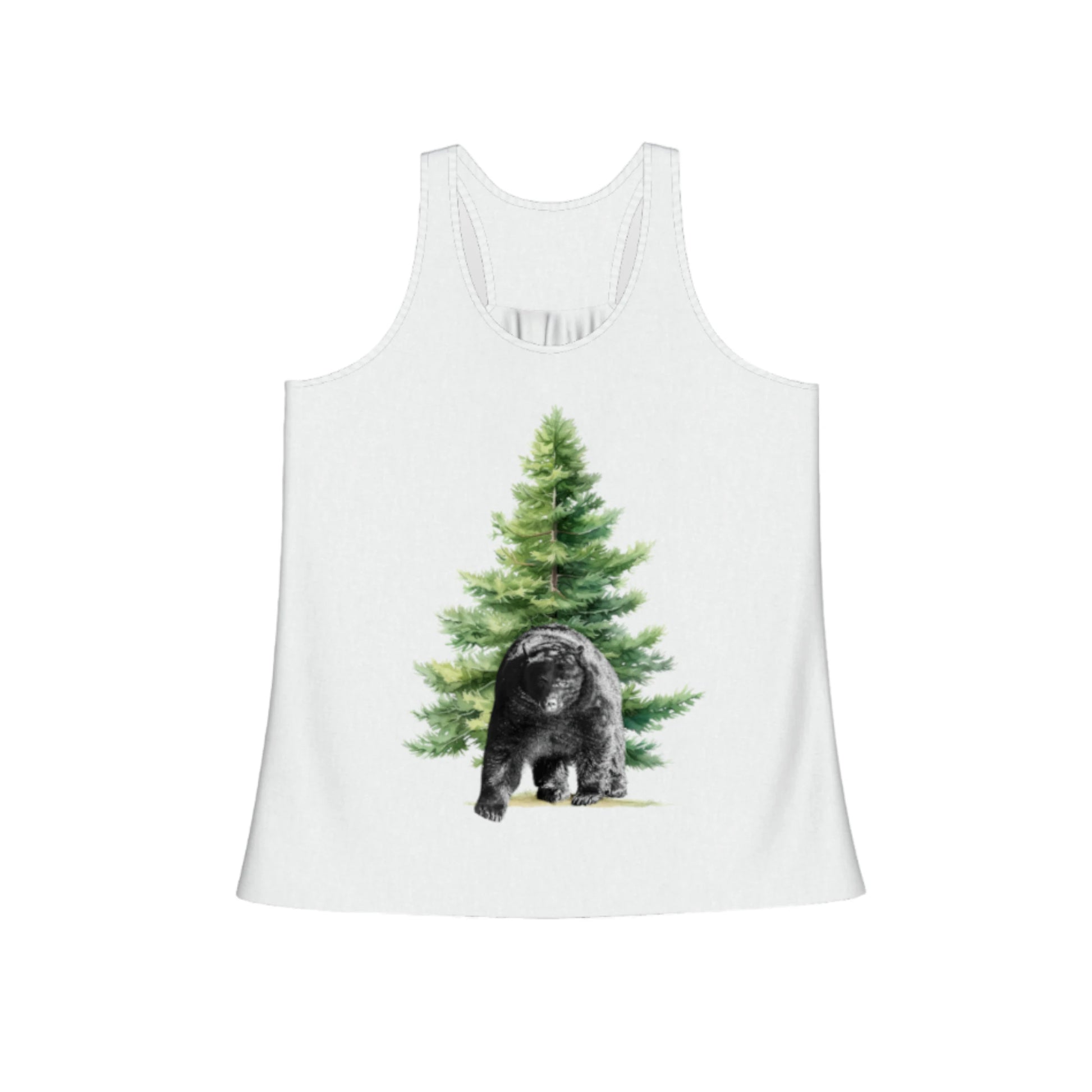Observant Bear Flow Racerback Tank Top.  The image on the front shows two sea lions on a abstract ocean blue background. By van isle goddess dot com
