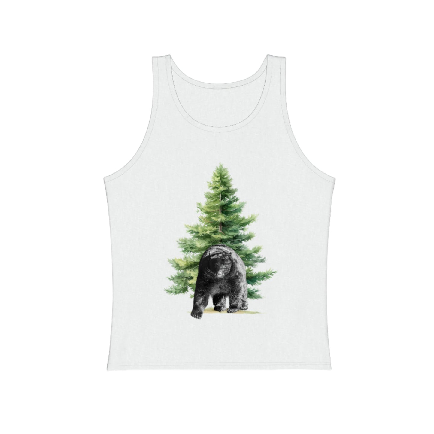 Observant Bear Premium Unisex Tank Top.  The top is white, the bear is a photography by Roxy Hurtubise. 