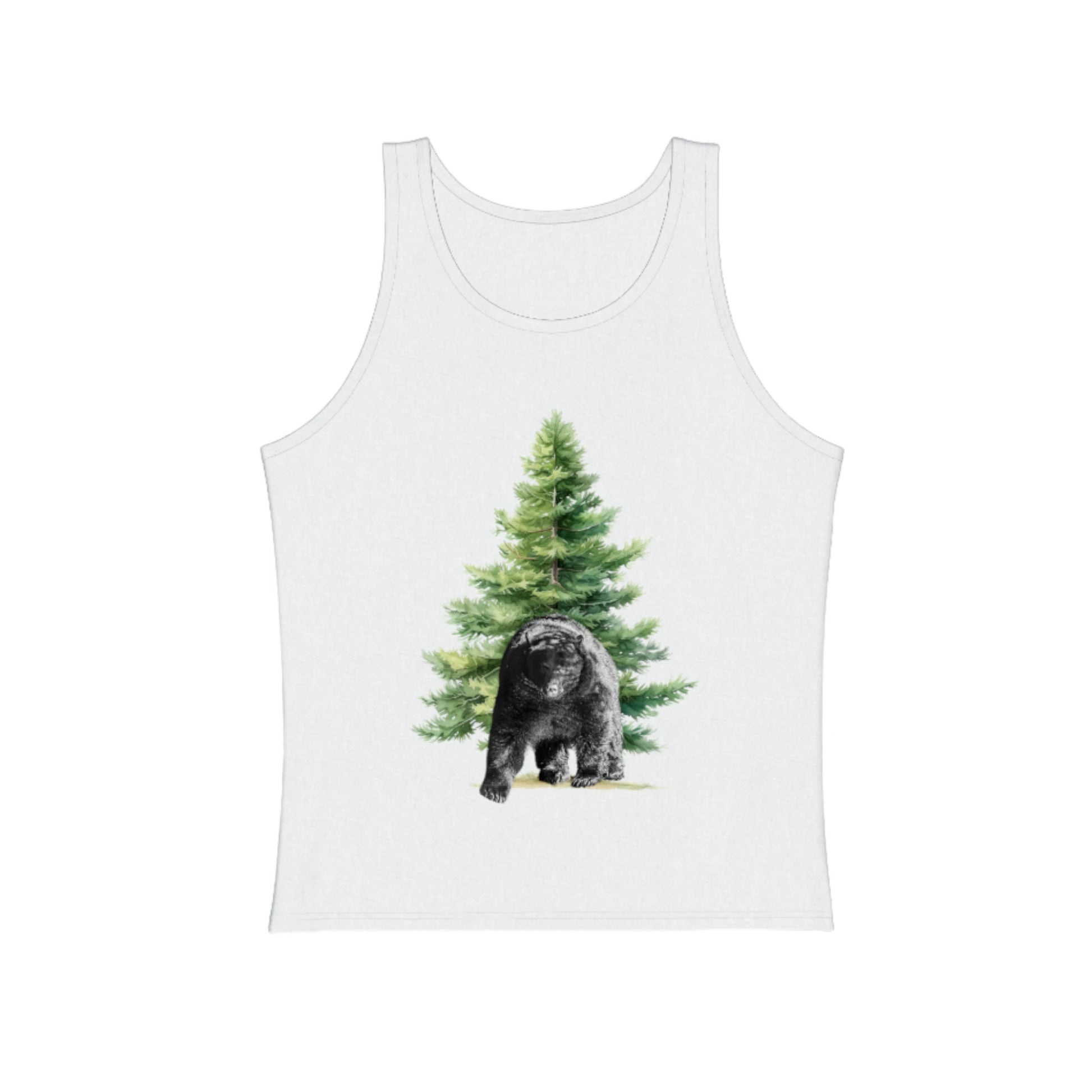 Observant Bear Premium Unisex Tank Top.  The top is white, the bear is a photography by Roxy Hurtubise. 