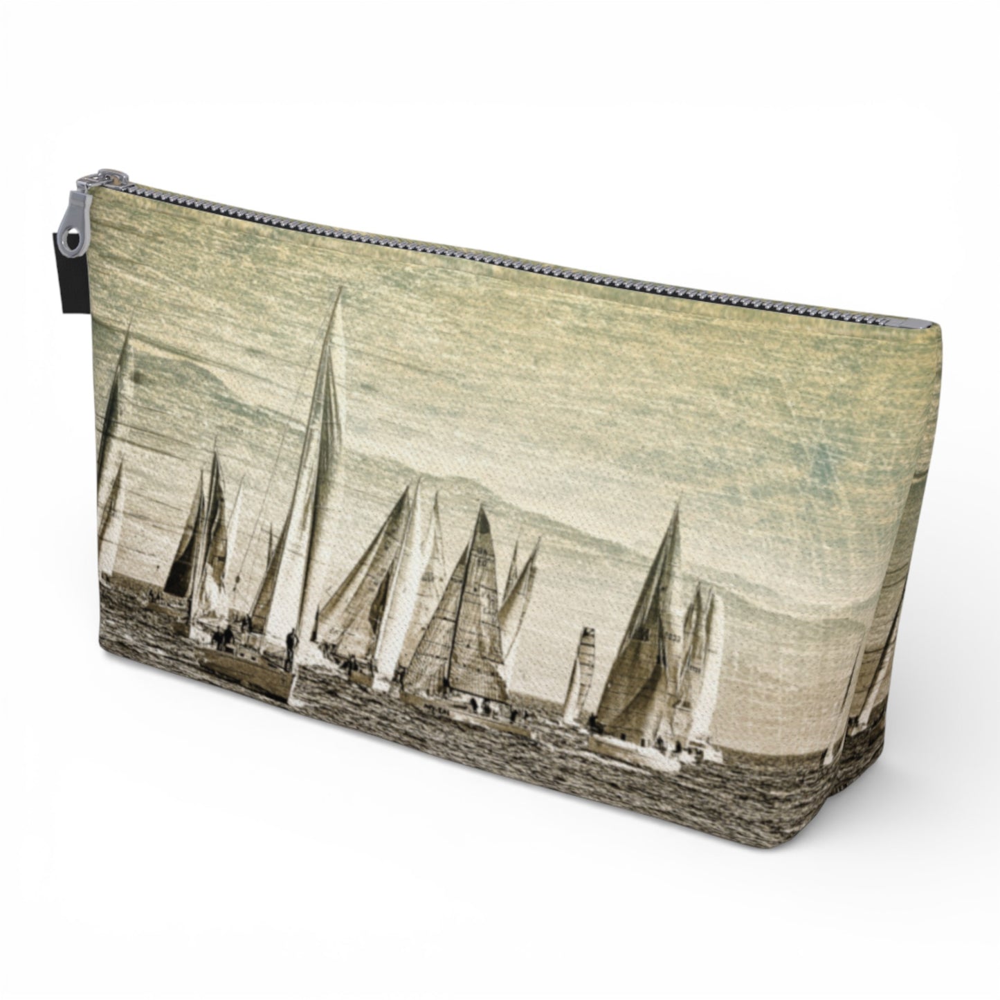 Pouch with sailboat design on a white background