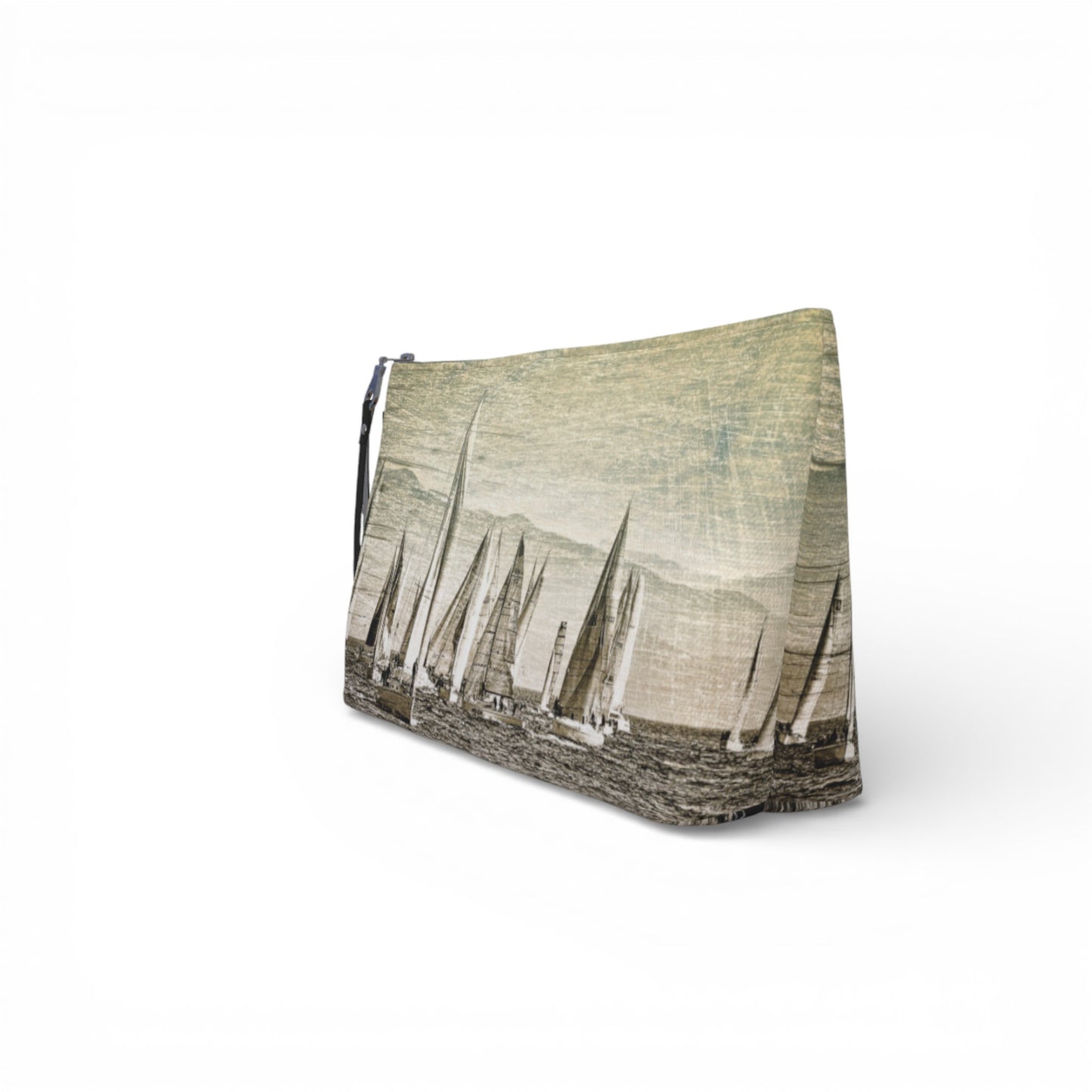 Pouch with sailboat design on a white background