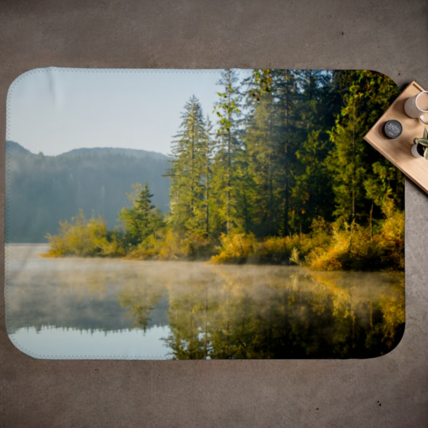 Autumn Sunrise Fairy Lake Coastal Blanket