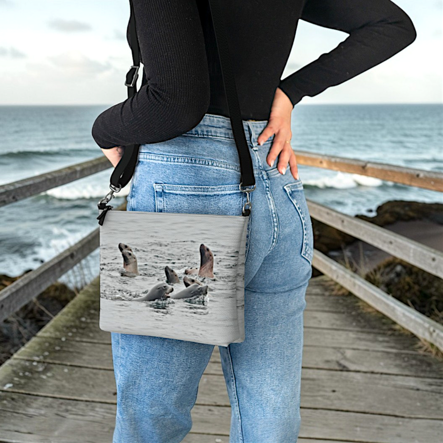 Sea Lions Vegan Leather Crossbody Purse