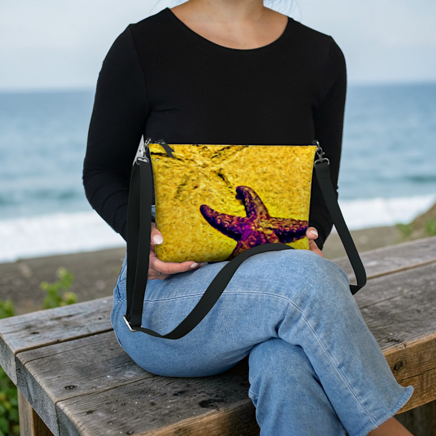 Star Track Vegan Leather Crossbody Purse