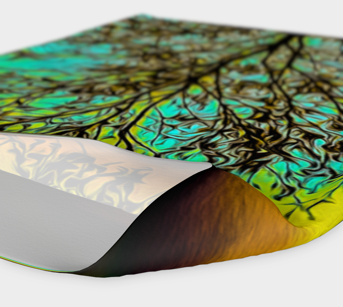 Island Tree of Life Headband Neck gaiter features a image of a tree with the sunsetting behind it