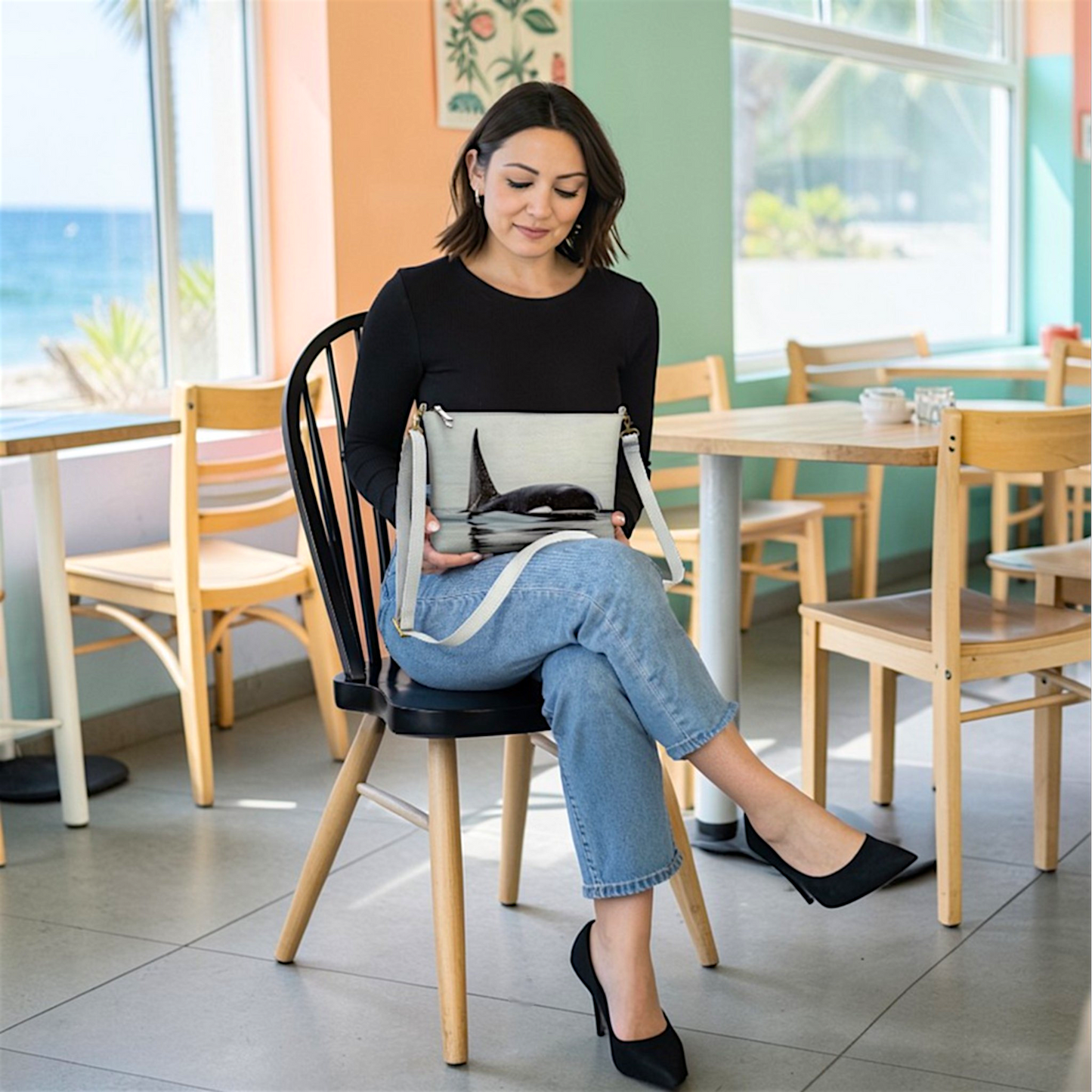 Orca Spray Vegan Leather Crossbody Purse