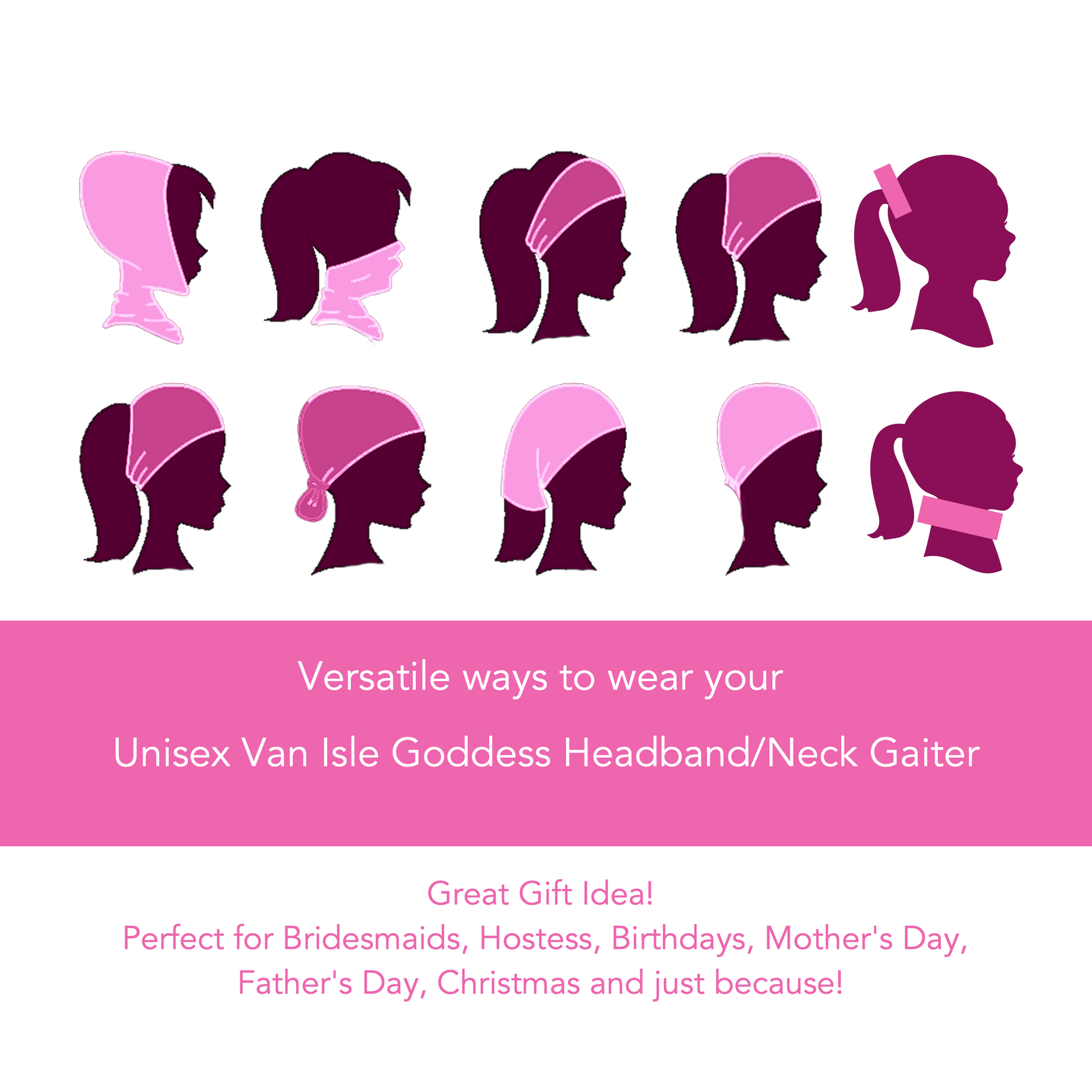 Versatile ways to wear the headband and or neck gaiter.